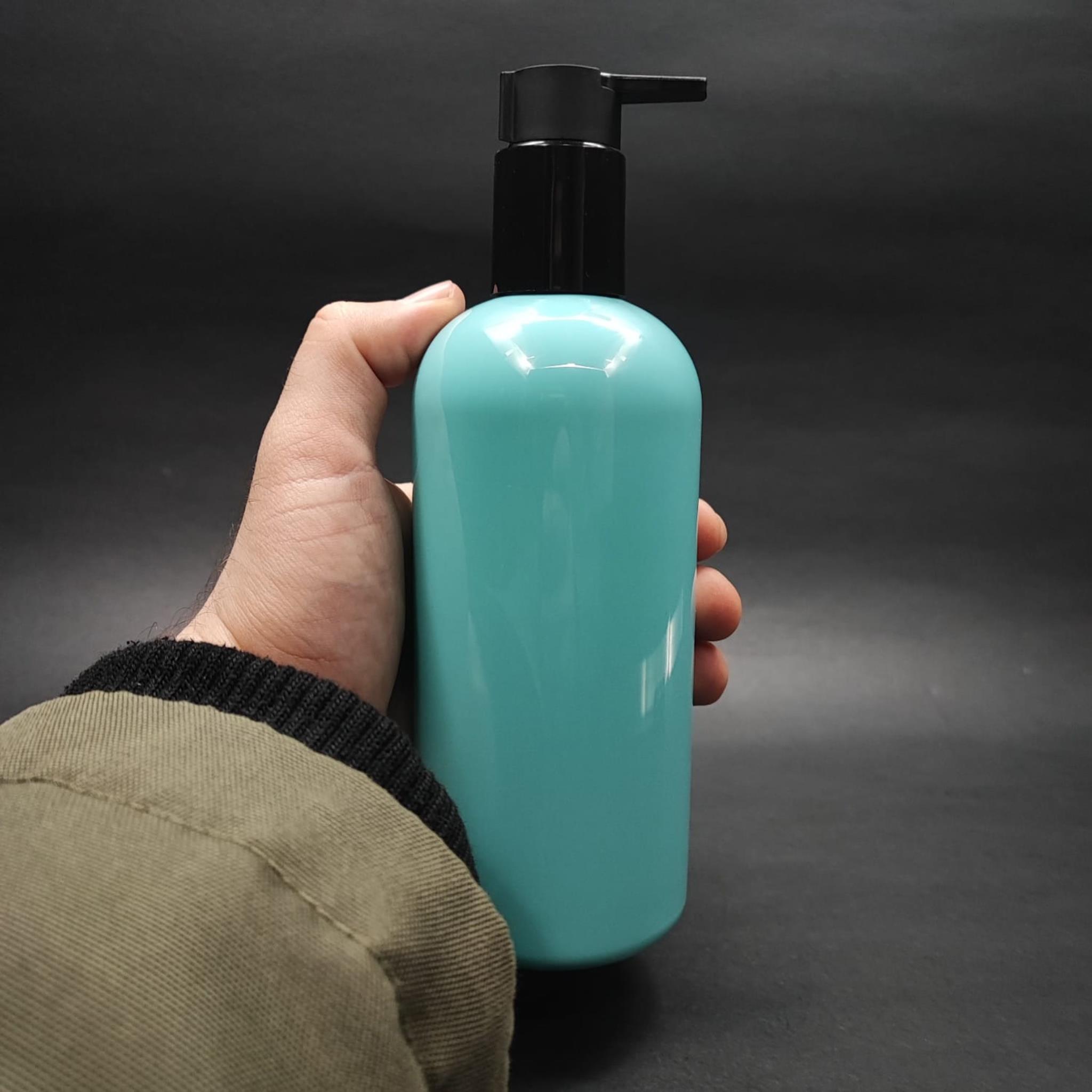 400 CC OVAL BOYUNLU SİLİNDİR PET ŞİŞE (30 GR) - SİYAH XAVİER LOSYON POMPALI - 400 ML PLASTİK ŞİŞE - TURKUAZ