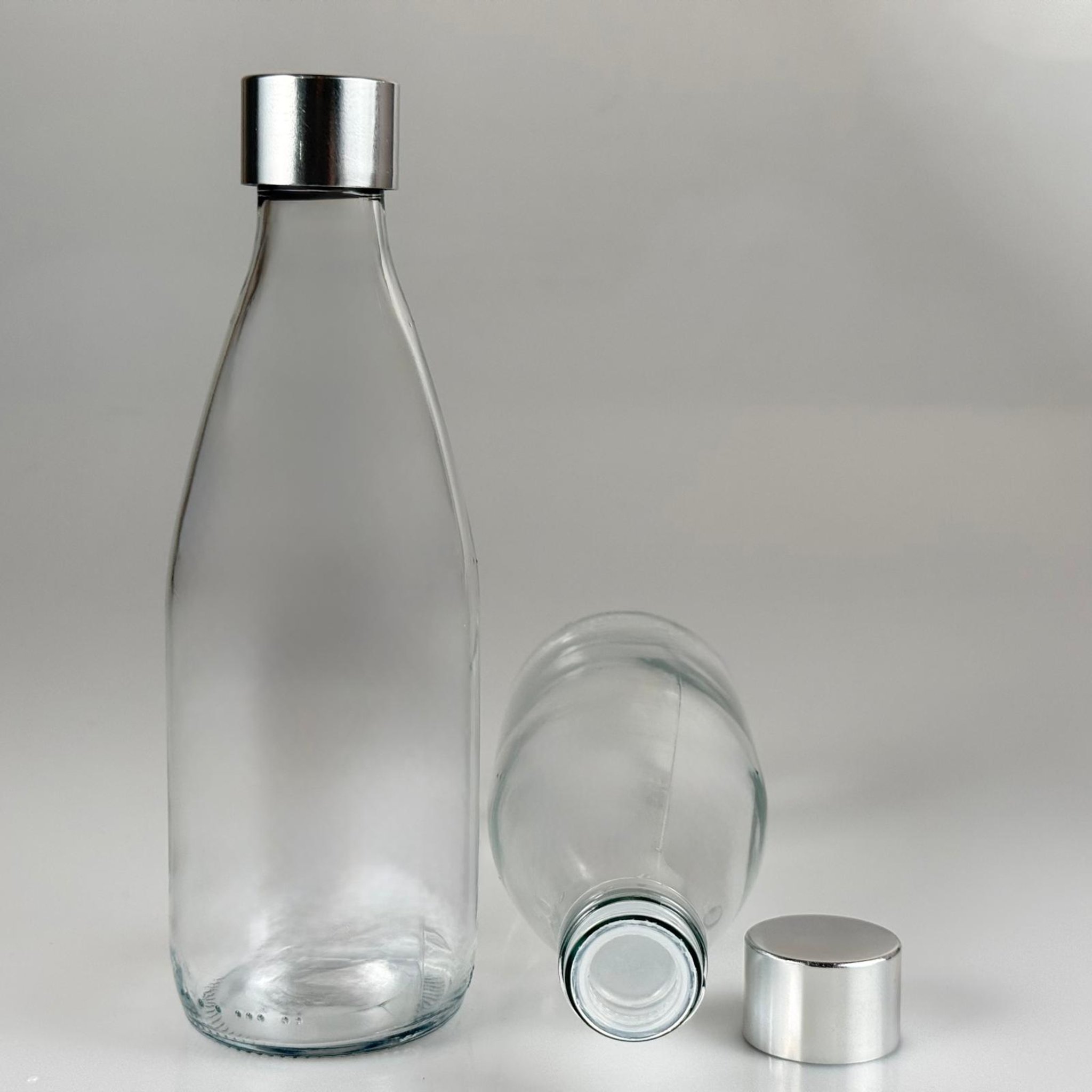 330 CC CAM ŞİŞE + ALÜMİNYUM KAPLAMALI GÜMÜŞ KAPAKLI + KÖR TIPALI TAKIM - 330 ML ŞİŞE