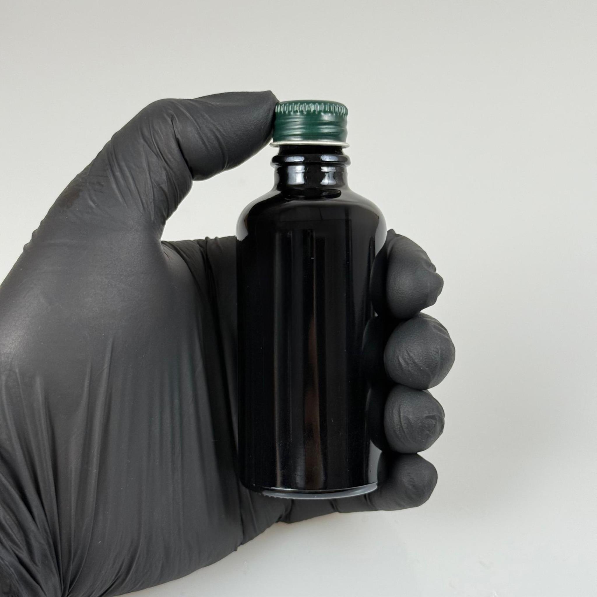 50 CC SİYAH İÇTEN DAMLALIKLI - YEŞİL METAL KAPAKLI CAM ŞİŞE - 50 ML KOLONYA TIPALI CAM ŞİŞE