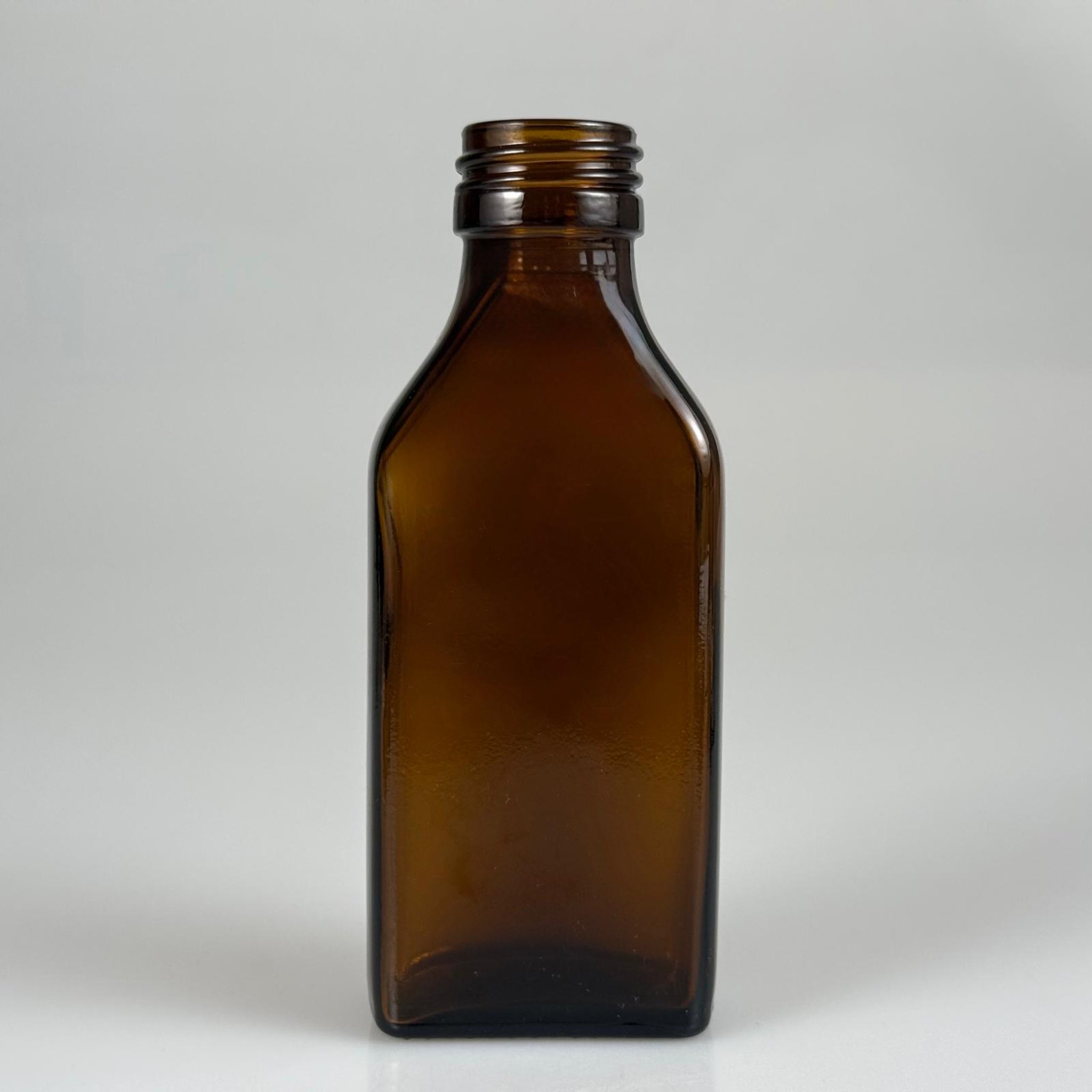 100 CC AMBER YASSI CAM ŞİŞE KAPAKSIZ (28 AĞIZ) - 100 ML YASSI AMBER CAM ŞİŞE