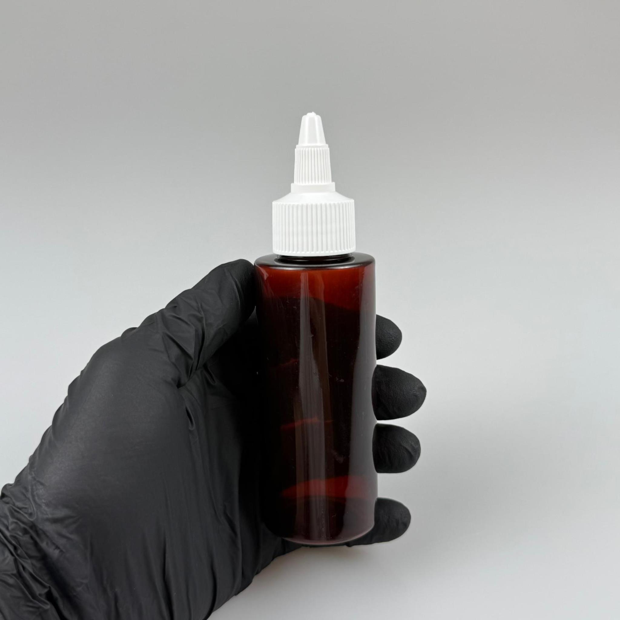 YAĞ, SOS, ACI SOS, SİRKE, SRIRACHA, MÜREKKEP, TUTKAL AKITICI VB BOŞ ŞİŞELERİ - BEYAZ SİVRİ TWİST AKITICI KAPAK + 100 ML KÜT AMBER SERT PET PLASTİK ŞİŞE TAKIM