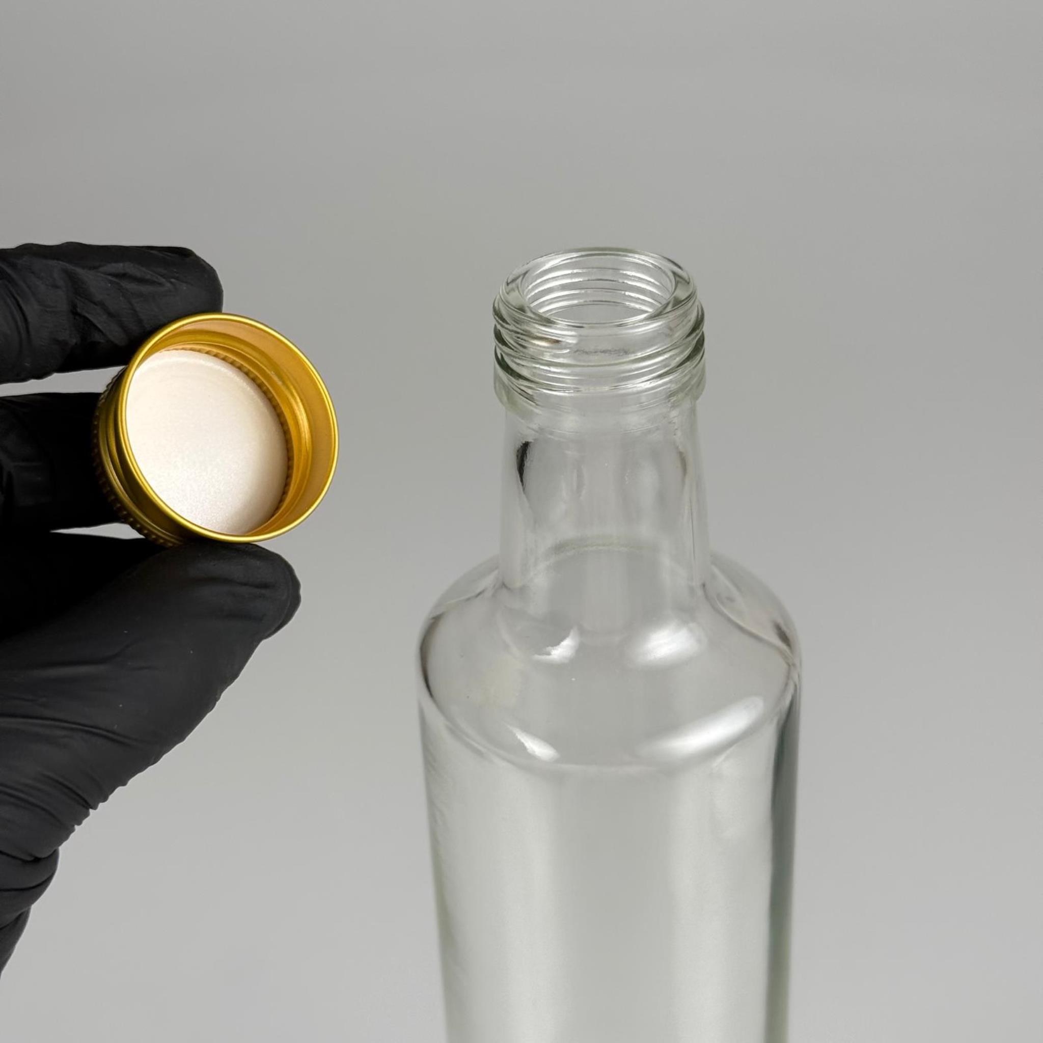 500 CC DORİKA CAM ŞİŞE - GOLD METAL ALÜMİNYUM KAPAKLI - 500 ML DORİKA YAĞ ŞİŞESİ - SİRKE ŞİŞESİ