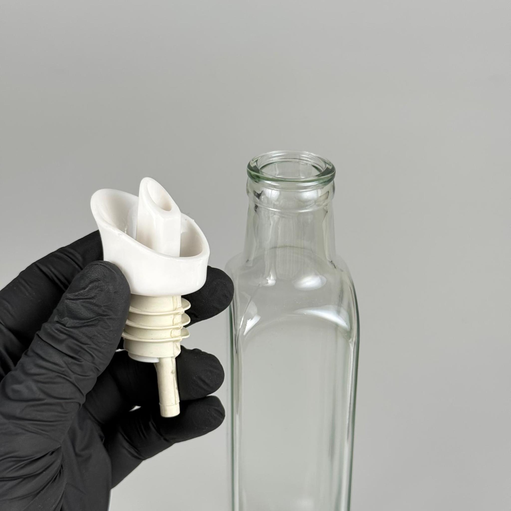 Akıtmaz Kapaklı Şık Cam Yağlık – Zeytinyağı ve Sirke İçin - Restoran Tipi 250 ML Şeffaf Maraska Kare Yağdanlık Beyaz Akıtıcı Başlıklı
