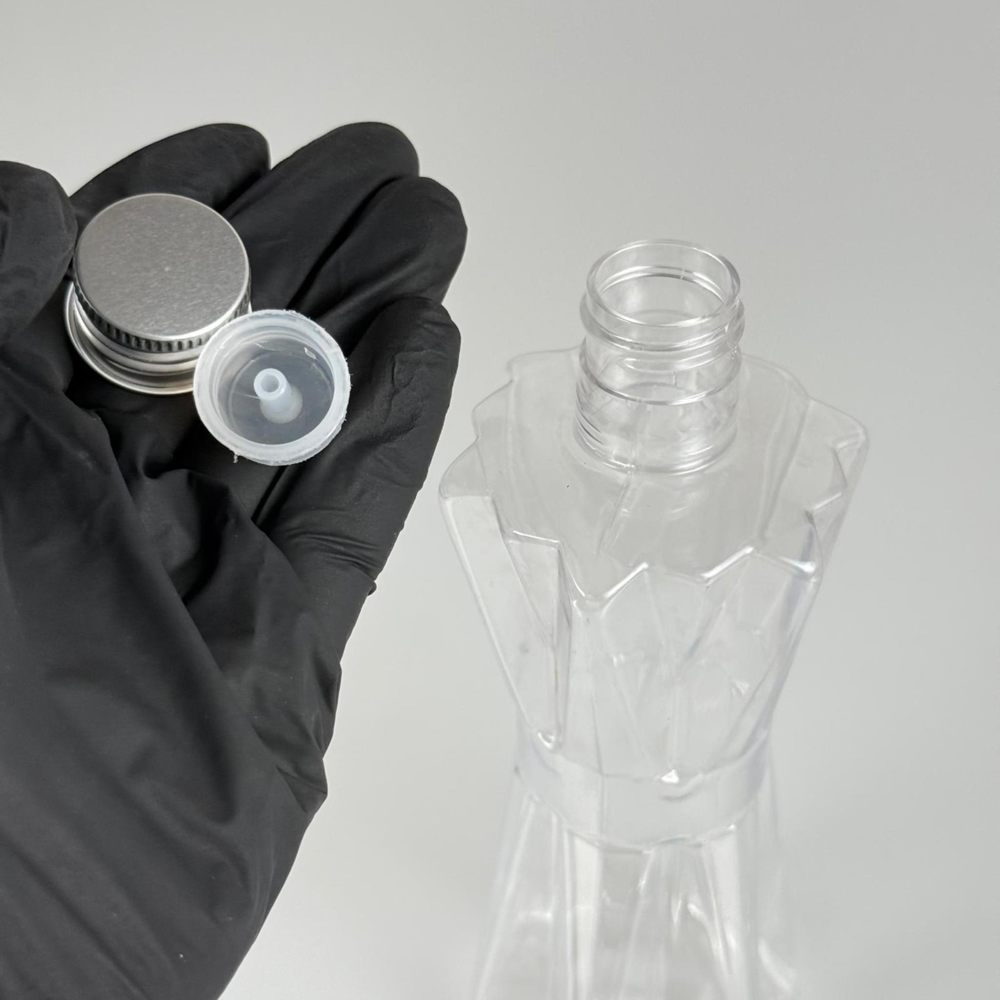 300 CC ELMAS MODEL PET KOLONYA ŞİŞESİ - 24 AĞIZ (27 GR) + KÖPÜK CONTALI GÜMÜŞ METAL ALÜMİNYUM KAPAK+ KOLONYA TIPALI TAKIM - 300 ML KAPAKLI PLSTİK ŞİŞELER