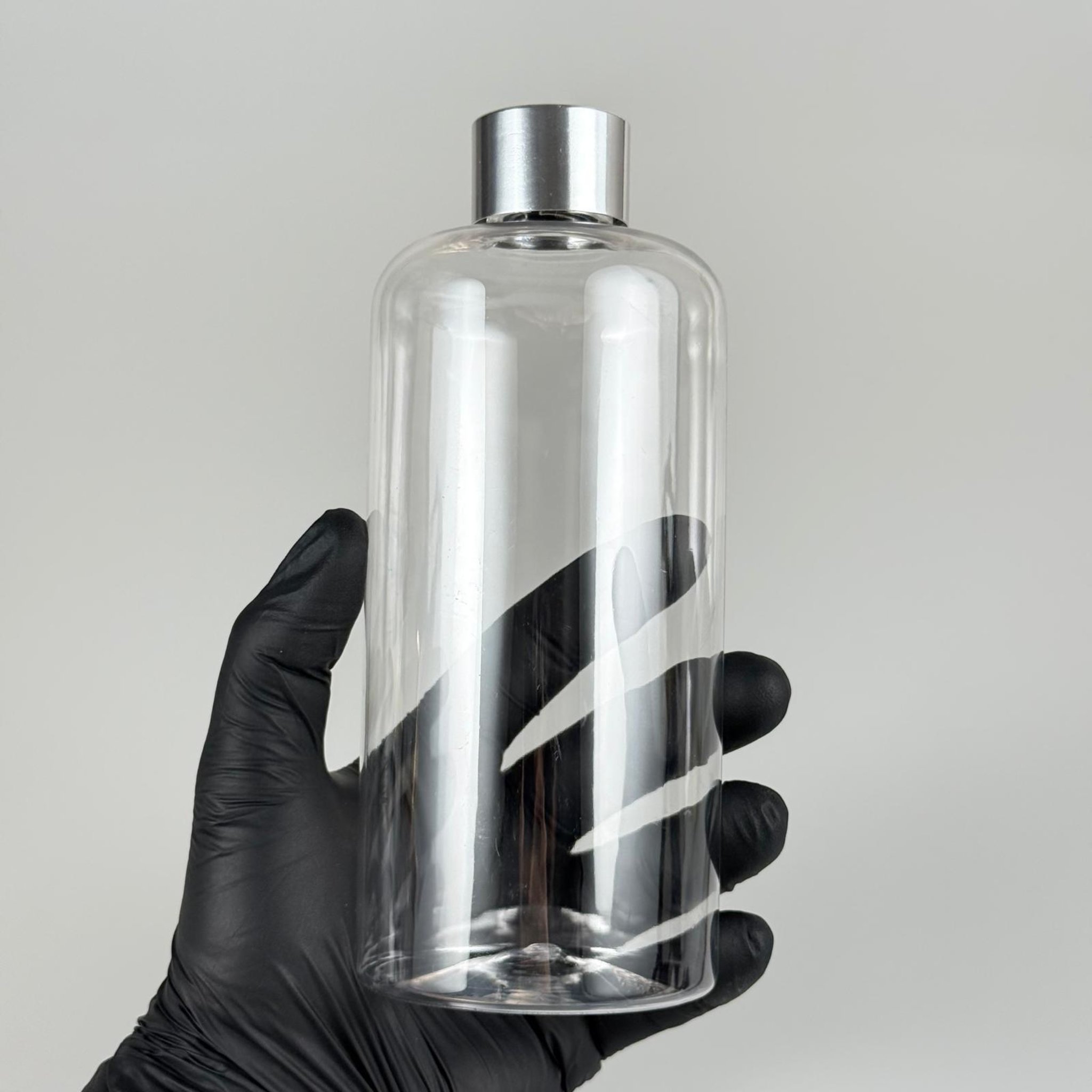 500 CC UZUN SİLİNDİR PET ŞİŞE + ALÜMİNYUM KAPLAMALI GÜMÜŞ KAPAKLI TAKIM - 500 ML PET ŞİŞE