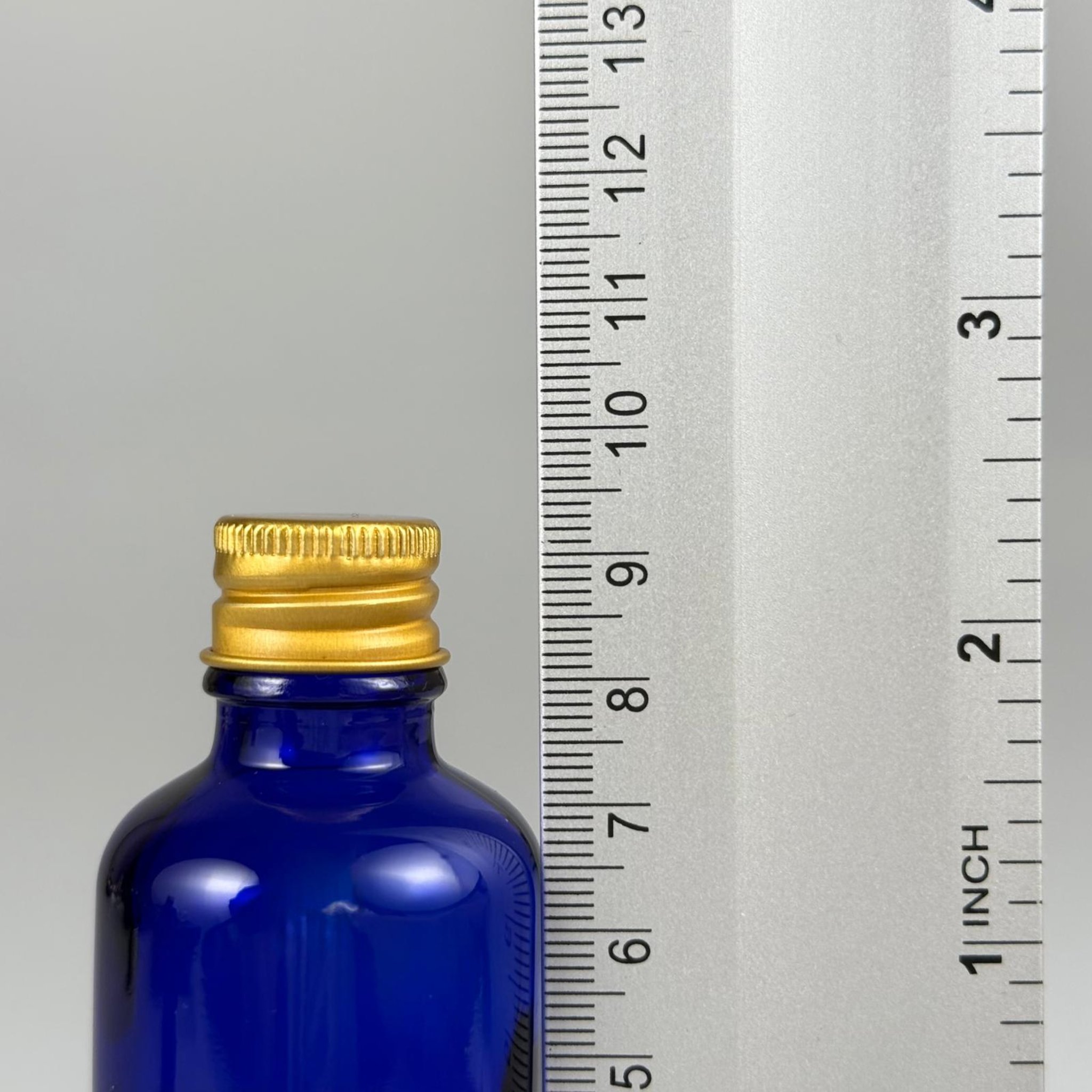 50 CC MAVİ CAM ŞİŞE + KÖPÜK CONTALI GOLD  ALÜMİNYUM METAL KAPAKLI TAKIM - 50 ML MAVİ CAM ŞİŞE