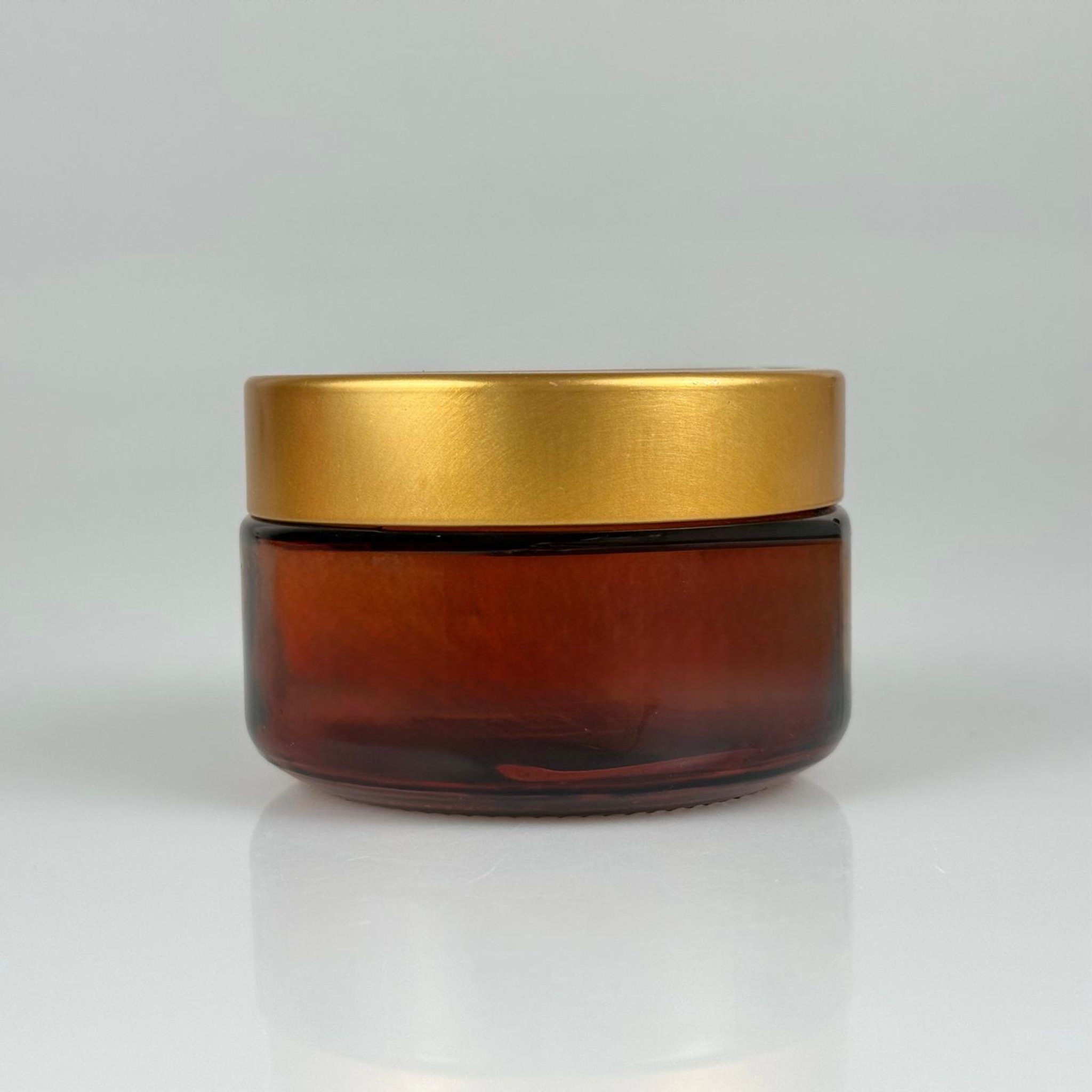 230 CC AMBER CAM KAVANOZ (82 AĞIZ) + 82 MM GOLD AKILLI DERİNN KAPAKLI TAKIM - 230 ML KAHVERENGİ KAVANOZ