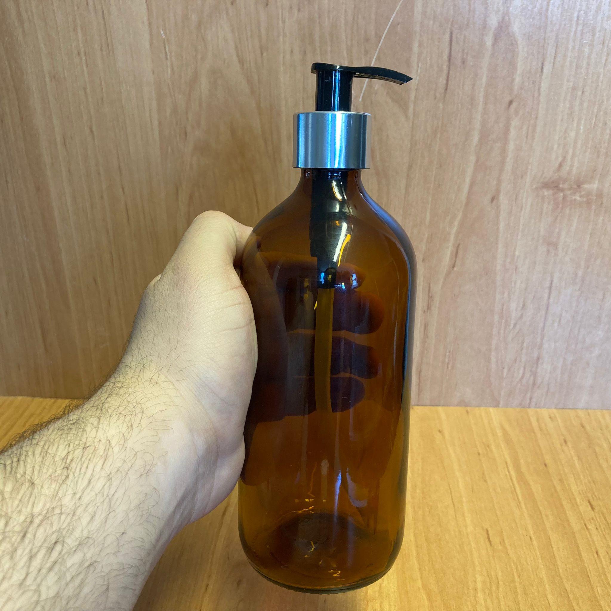 500 CC AMBER TOMBUL CAM ŞİŞE - GÜMÜŞ POMPALI - 500 ML KAHVERENGİ POMPALI ŞİŞE