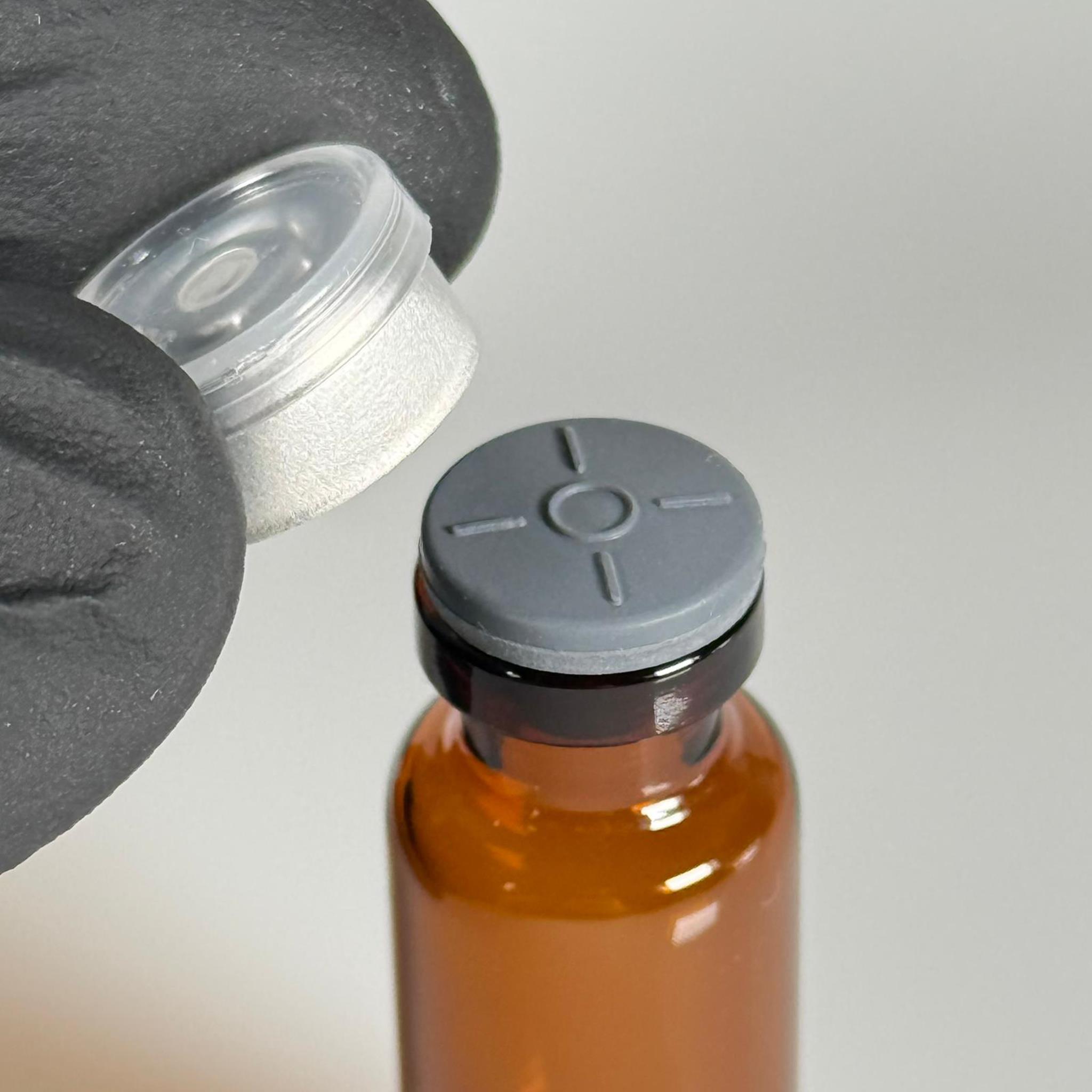 4 ML vial flakon şişe - 13 ağız 4 cc amber cam ilaç şişesi + kauçuk butil enjektör tıpası + gümüş alüminyum kapaklı takım