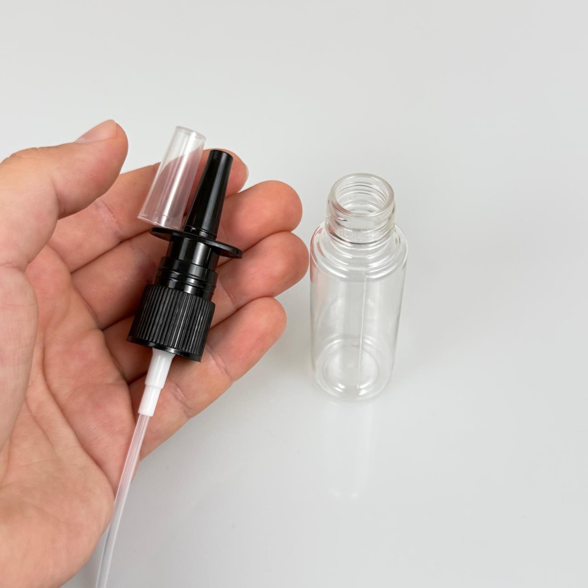 30 CC ŞEFFAF PET ŞİŞE- SİYAH NAZAL BURUN SPREYLİ 30 ML PLASTİK ŞİŞE