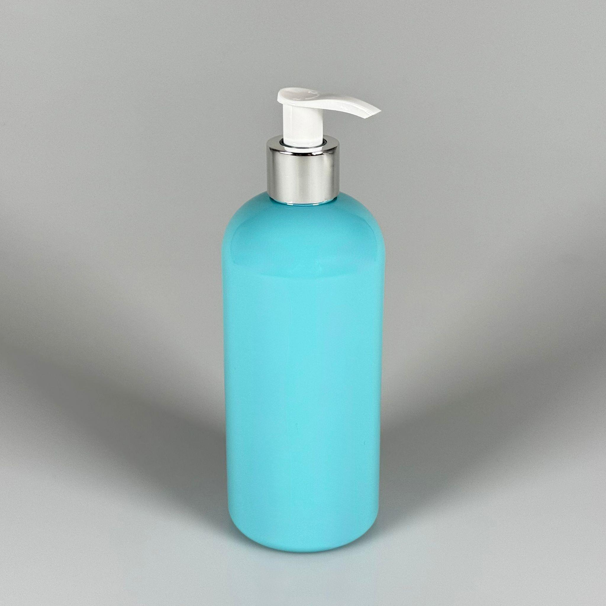 400 CC OVAL BOYUNLU SİLİNDİR PET ŞİŞE (30 GR) - GÜMÜŞ POMPALI - 400 ML PLASTİK ŞİŞE - TURKUAZ