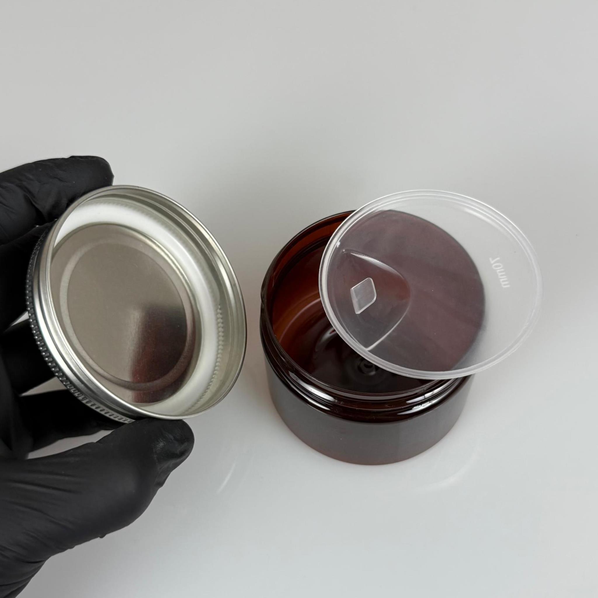 150 ML SERT PET KAVANOZ + GÜMÜŞ METAL KAPAK + İÇ TIPA - 150 CC KALIN AMBER PLASTİK KAVANOZ GÜMÜŞ METAL KAPAKLI İÇ TIPALI TAKIM - KREM KAVANOZLARI