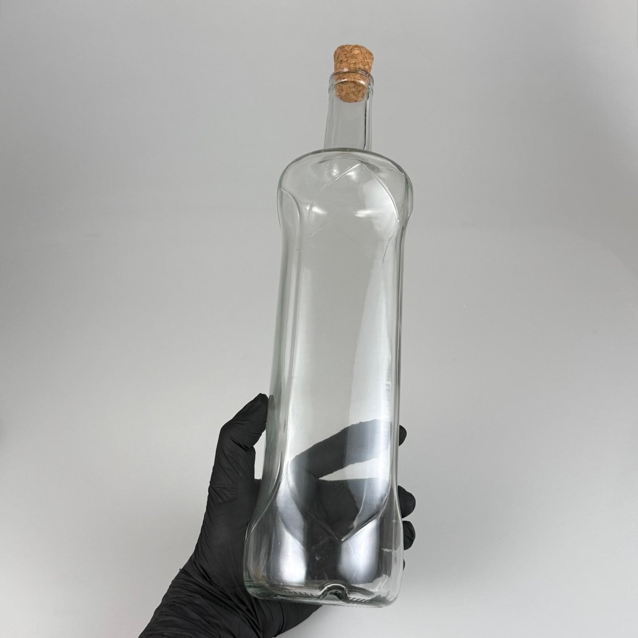 1000 CC DESENLİ DORİKA ŞEFFAF CAM ŞİŞE + MANTAR TIPALI TAKIM - 1000 ML MANTAR TIPALI ÇAKMA AĞIZ  CAM ŞİŞE