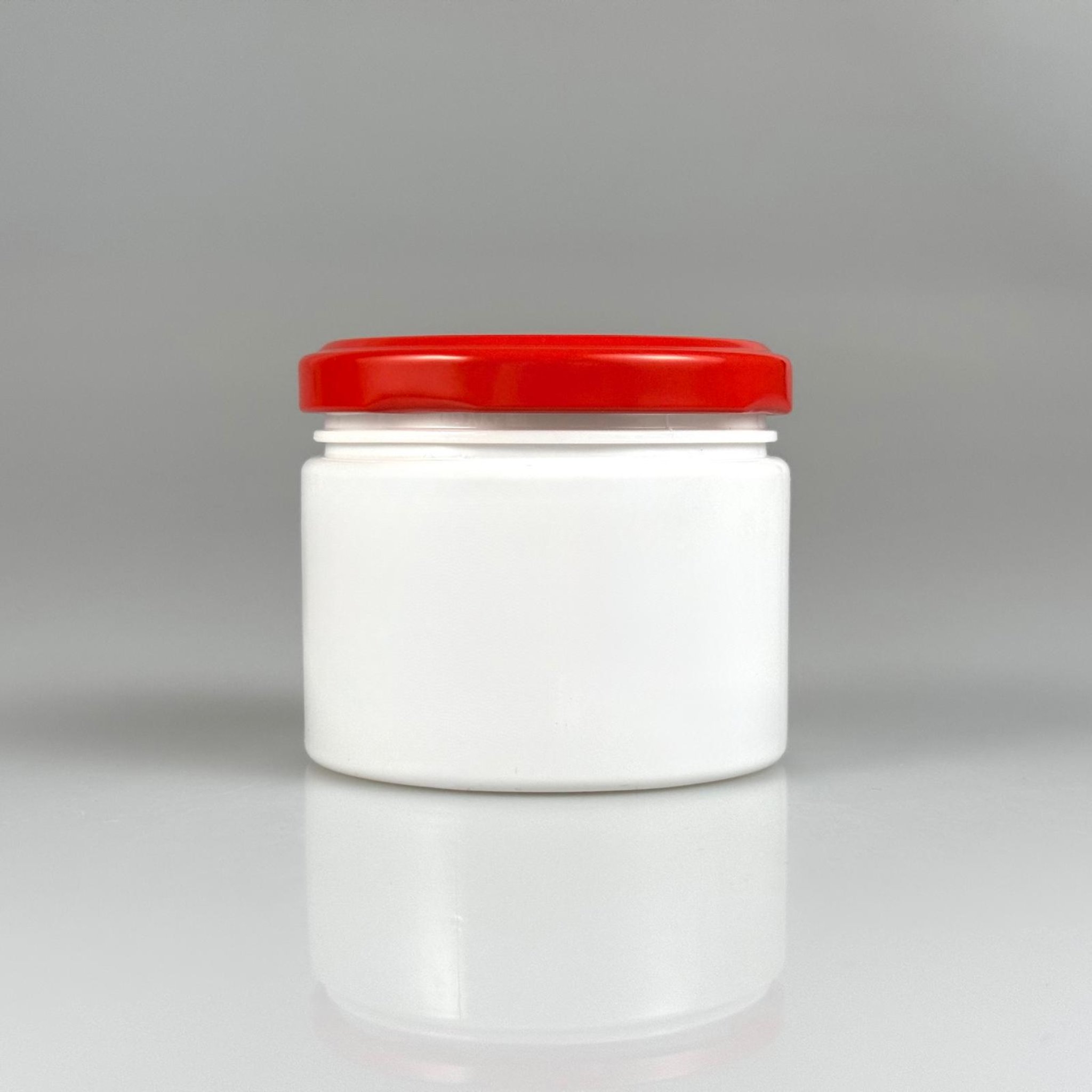 100 CC BEYAZ PET KAVANOZ + DÜĞMELİ KIRMIZI METAL KAPAKLI TAKIM - 100 ML PLASTİK KAVANOZ