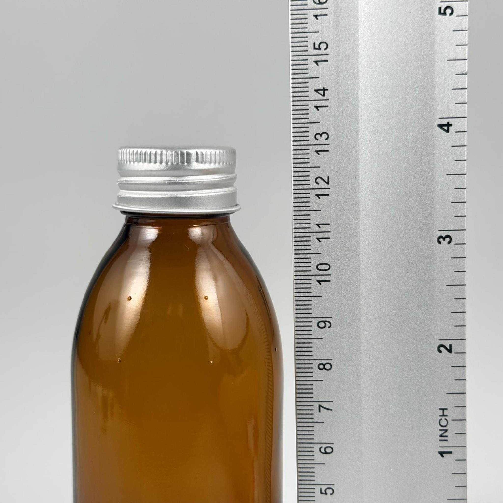 160 CC AMBER CAM ŞİŞE - GÜMÜŞ METAL ALÜMİNYUM KAPAKLI - 160 ML CAM ŞİŞE - KAHVERENGİ ECZA ŞİŞESİ