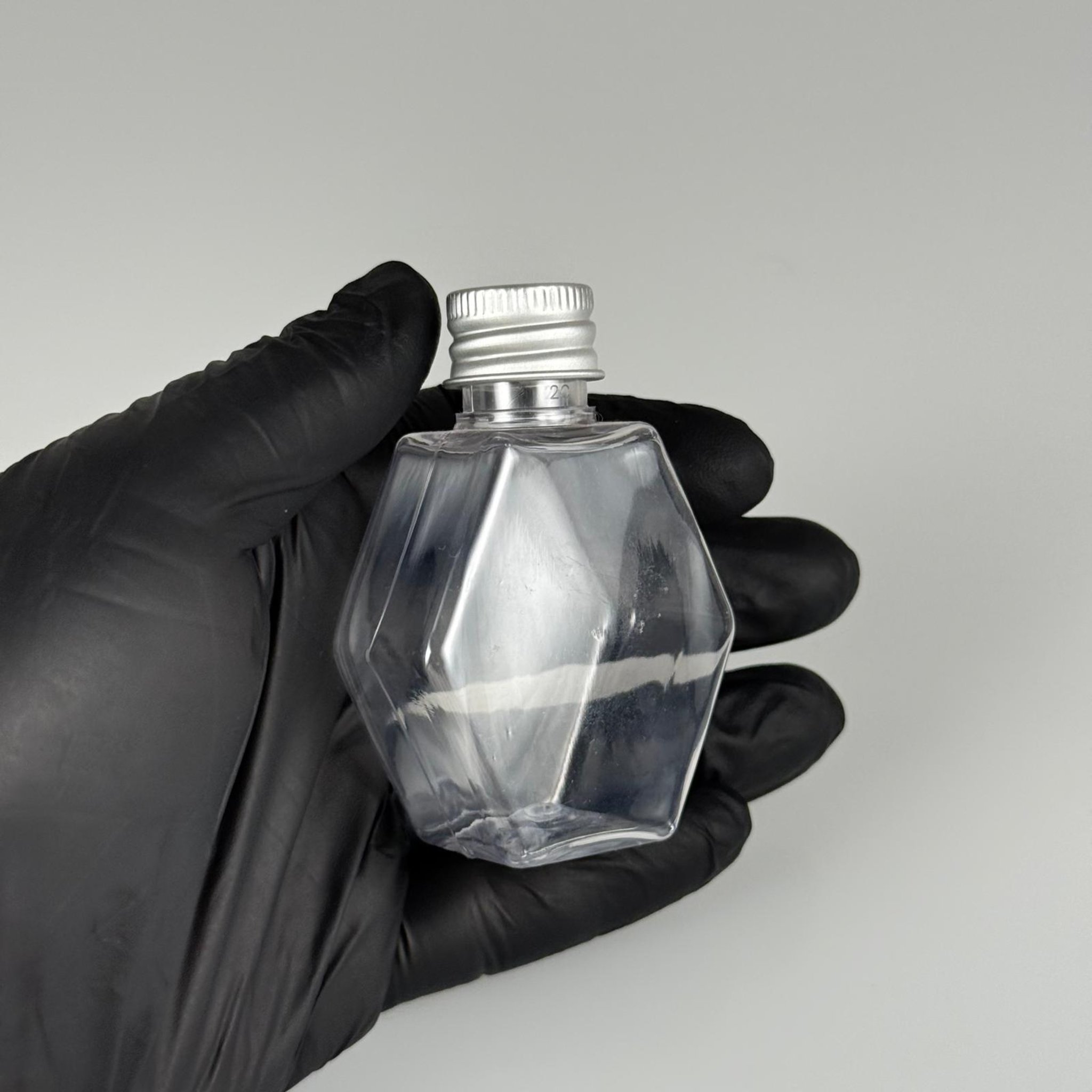 40 CC ALTIGEN PET ŞİŞE - KÖPÜK CONTALI GÜMÜŞ ALÜMİNYUM METAL KAPAKLI TAKIM - 40 ML ŞEFFAF PET ŞİŞE