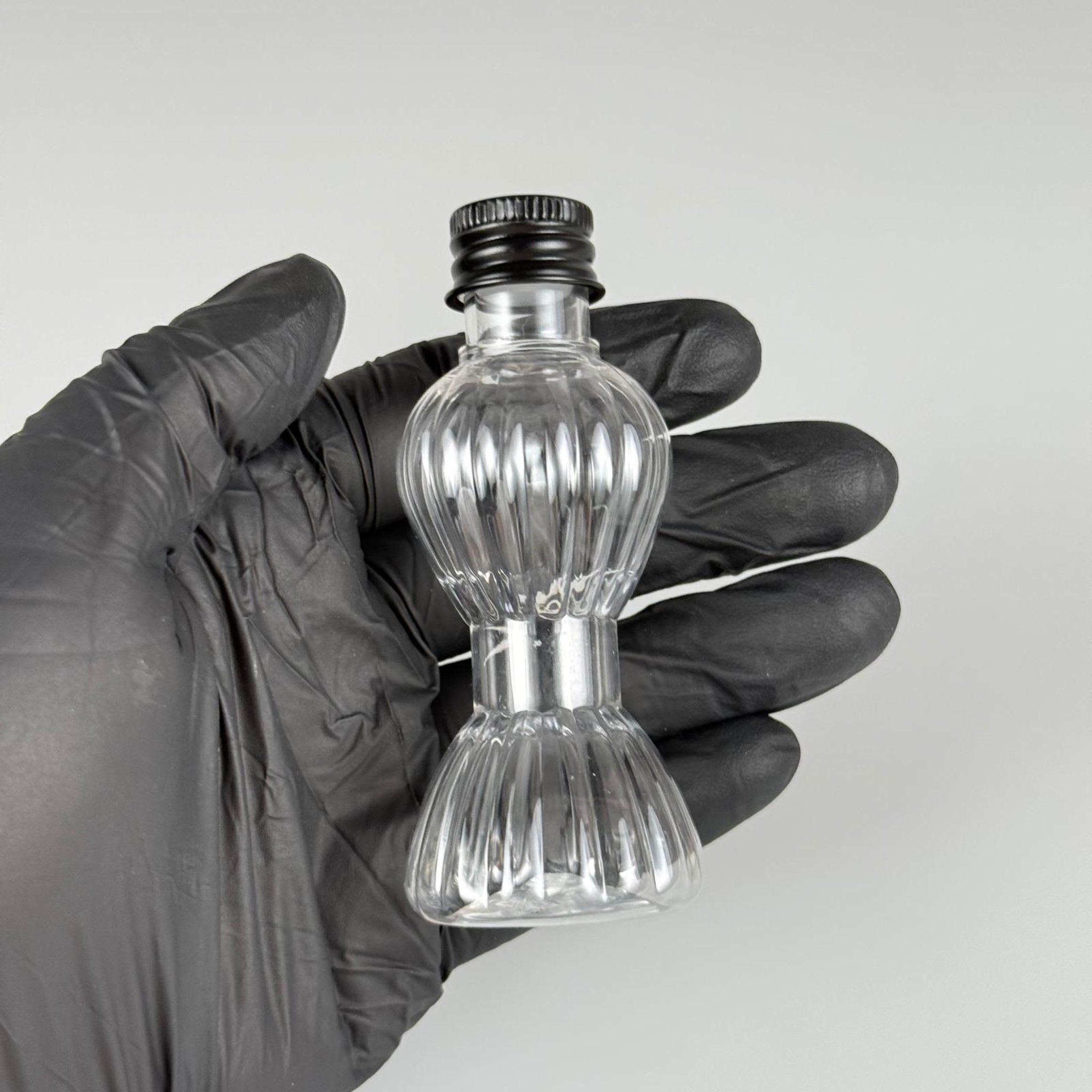 40 CC MİNİ PIRLANTA ŞİŞE + KÖPÜK CONTALI SİYAH ALÜMİNYUM METAL KAPAKLI + KÖR TIPALI TAKIM - 40 ML CAMPET ŞİŞE