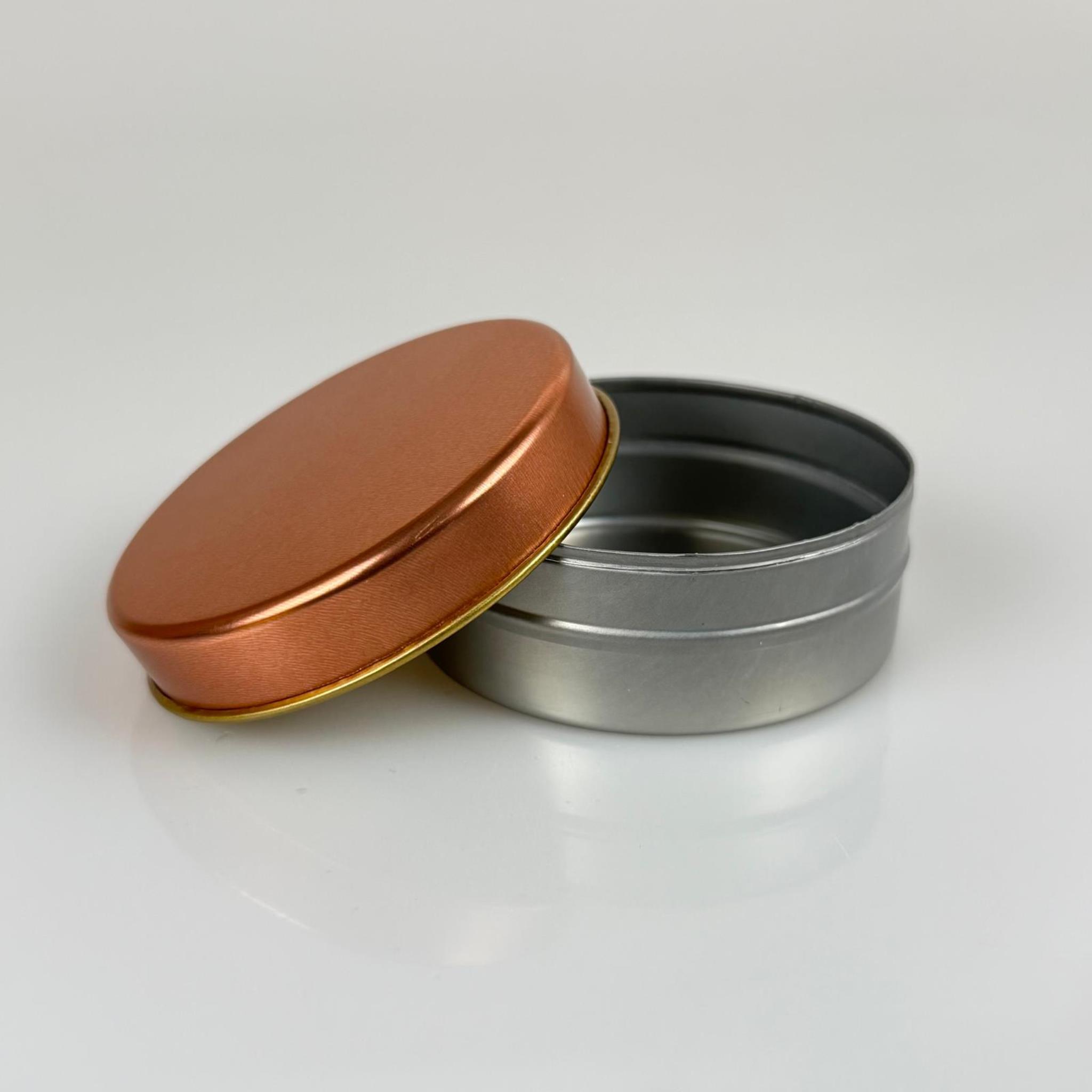 100 CC TENEKE KUTU - GÜMÜŞ - ROSE KAPAKLI - METAL AMBALAJ - MUM TENEKESİ 77 X 28 MM
