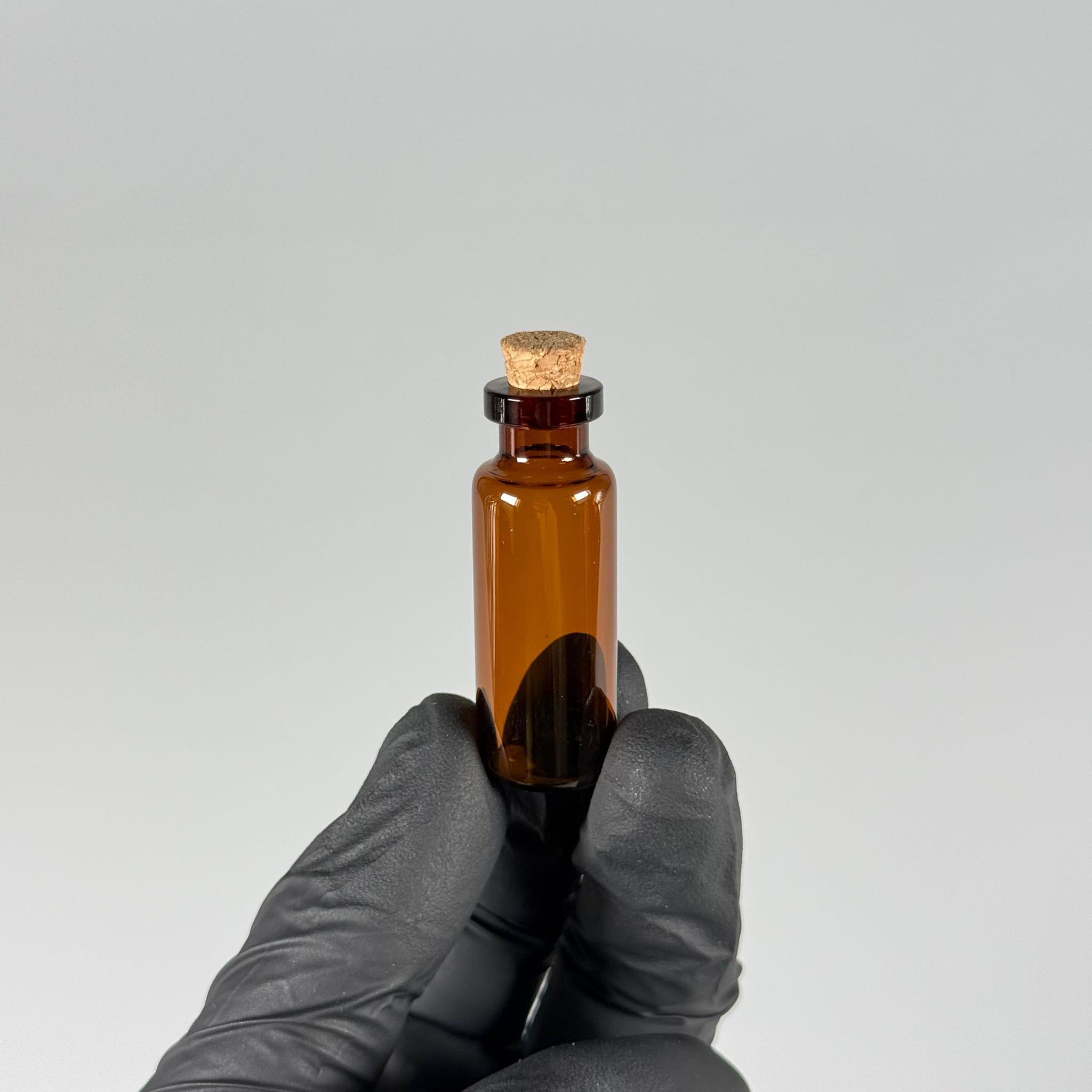 MİNİ CAM ŞİŞE MANTAR TIPALI 4 CC - anahtarlık, aksesuar. kolye, minyatür, mektup, tılsım vb için 4 ml amber küçük cam şişeler