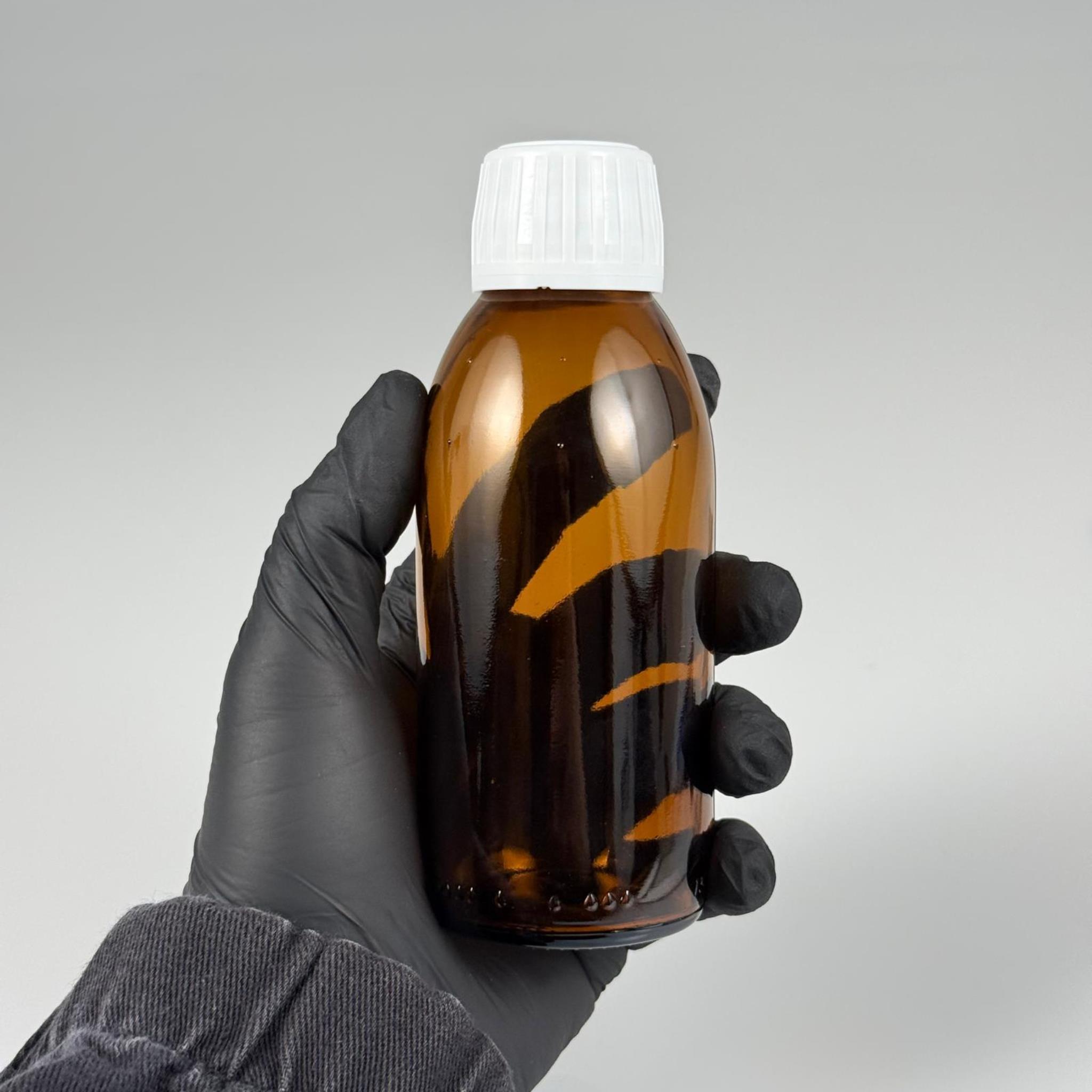 160 CC AMBER CAM ŞİŞE - BEYAZ KİLİTLİ KAPAKLI - 160 ML CAM ŞİŞE - KAHVERENGİ ECZA ŞİŞESİ