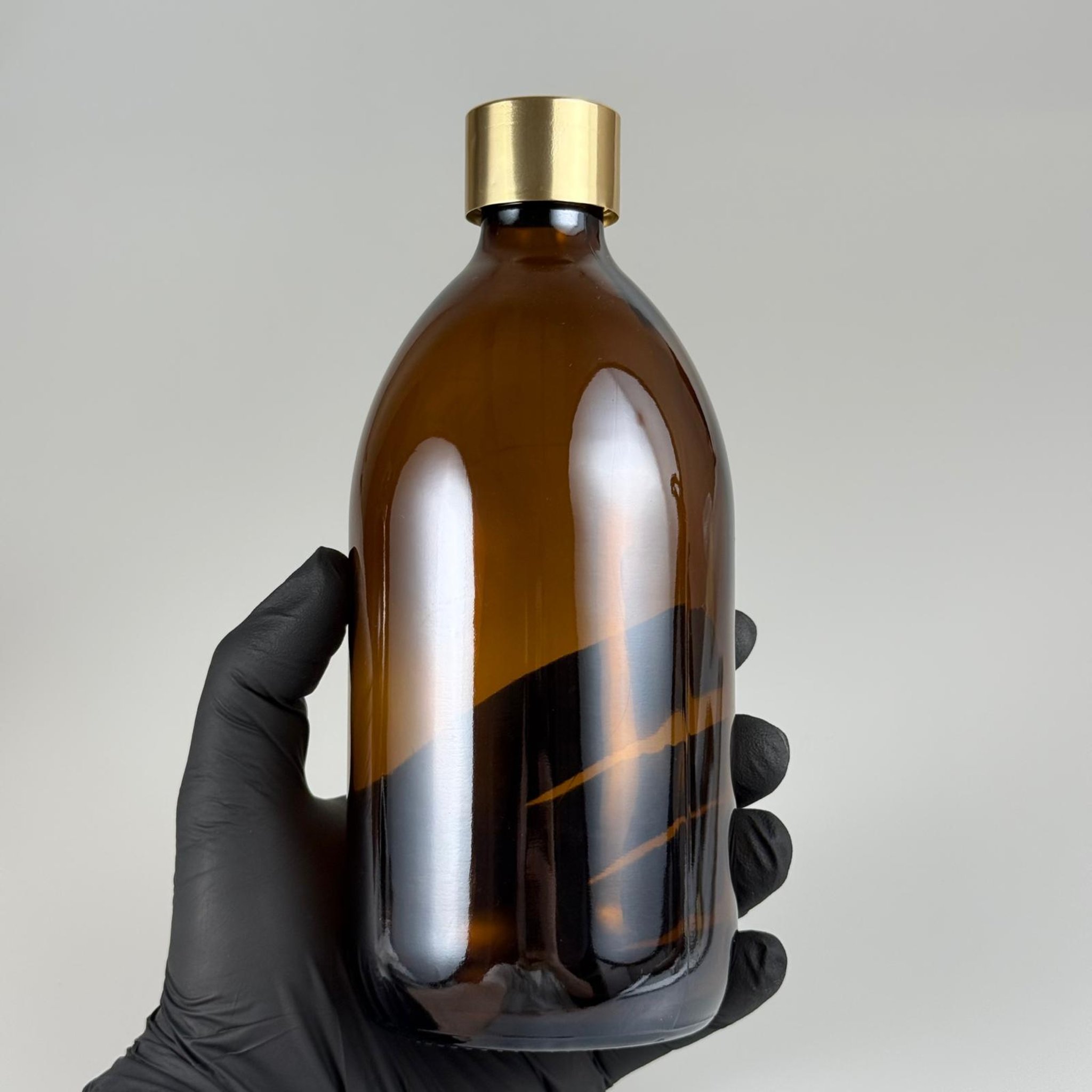 500 CC AMBER TOMBUL ÖZEL SERİ CAM ŞİŞE + ALÜMİNYUM KAPLAMALI GOLD KAPAKLI TAKIM - 500 ML KAHVERENGİ CAM ŞİŞE