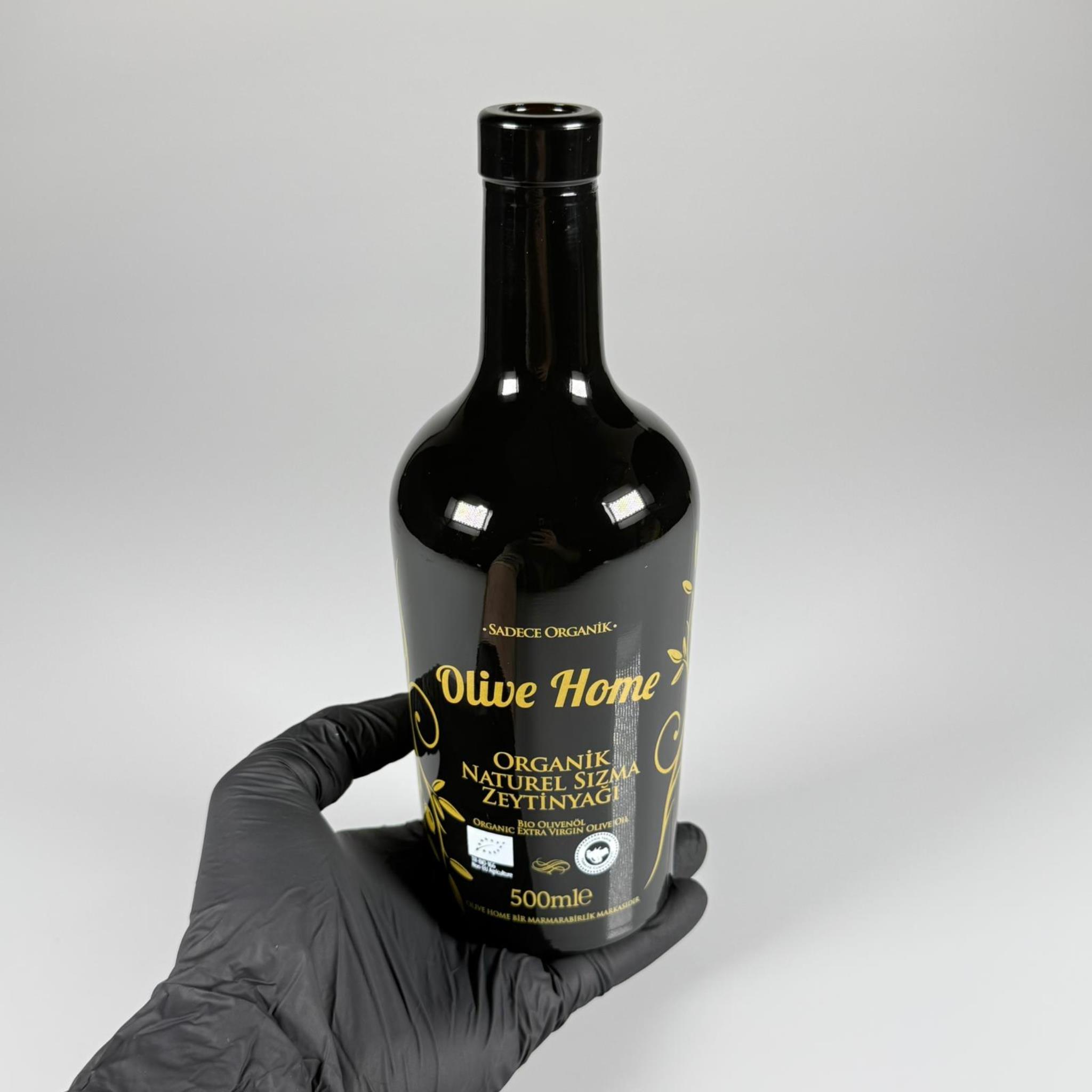 500 CC SİYAH OLİVE YAZI CAM ZEYTİNYAĞ ŞİŞESİ - GEÇME AĞIZ - 500 ML YAĞDANLIK BASKILI CAM ŞİŞE
