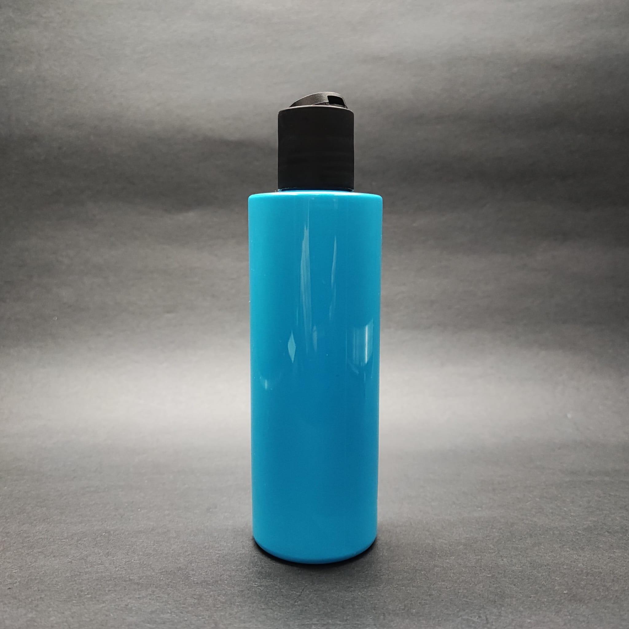 200 CC KÜT BOYUNLU UZUN SİLİNDİR PET ŞİŞE (24 GR) - SİYAH DİSKTOP ŞAMPUAN KAPAKLI - 200 ML PLASTİK ŞİŞE - MAVİ