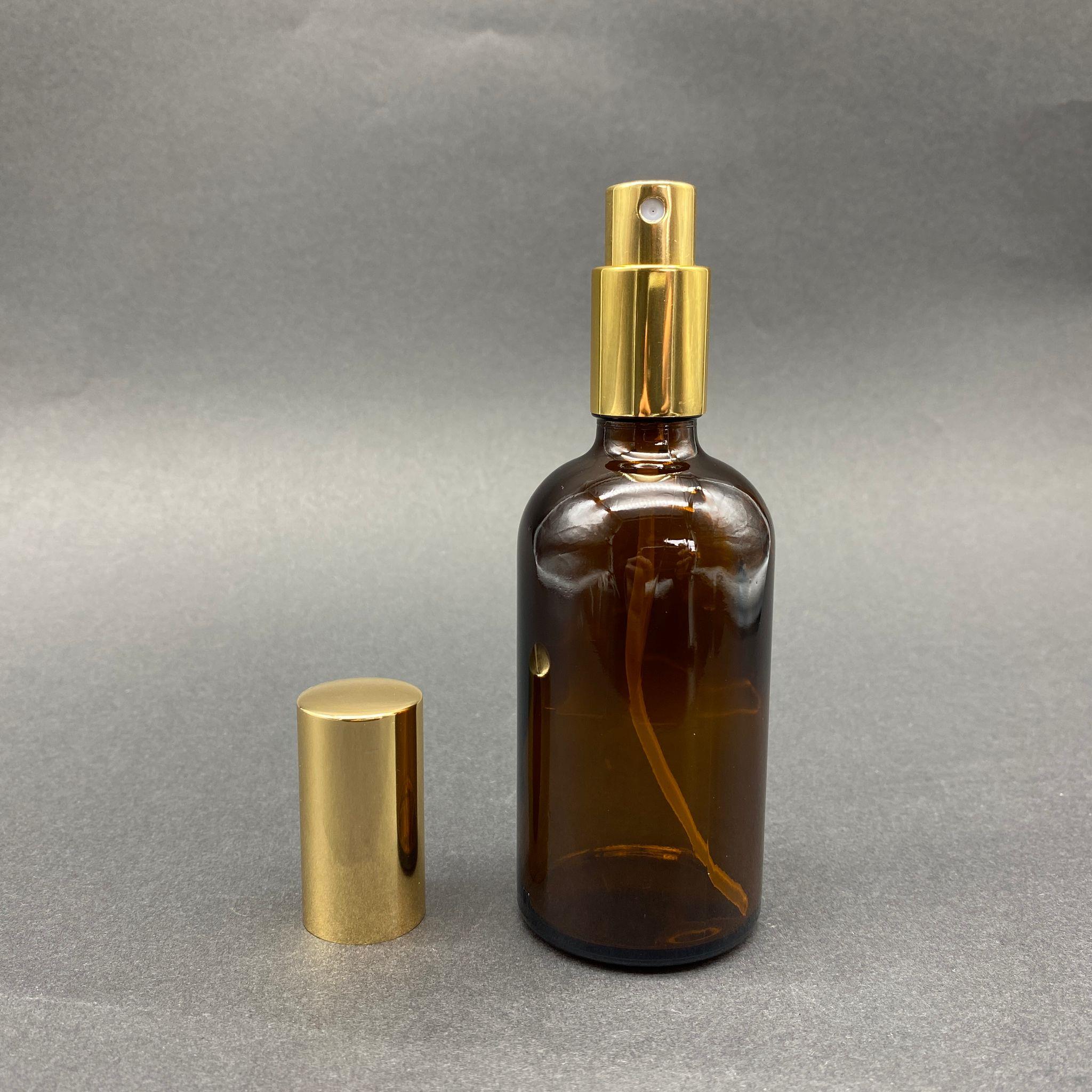 100 CC AMBER CAM ŞİŞE - GOLD METALİK SPREYLİ - 100 ML LÜKS SPREYLİ CAM ŞİŞE - TEKRAR DOLDURULABİLİR PARFÜM ŞİŞESİ