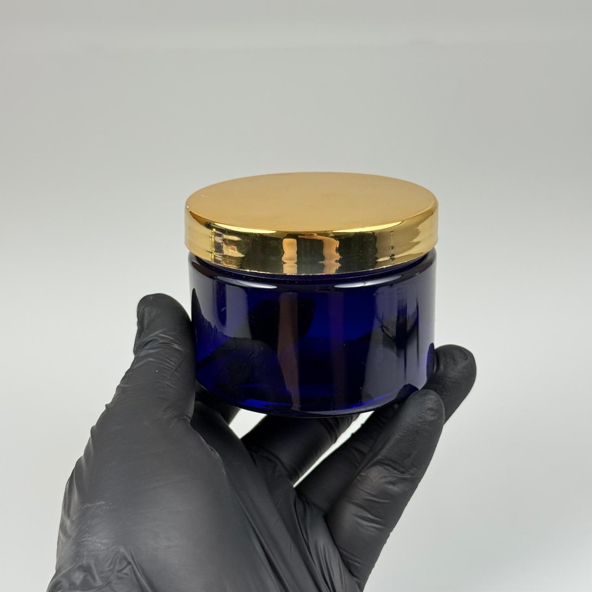 150 ML SERT PET KAVANOZ + GOLD KAPLAMALI PLASTİK KAPAK + İÇ TIPA - 150 CC KALIN MAVİ PLASTİK KAVANOZ GOLD KAPLAMALI PLASTİK KAPAKLI İÇ TIPALI TAKIM - KREM KAVANOZLARI