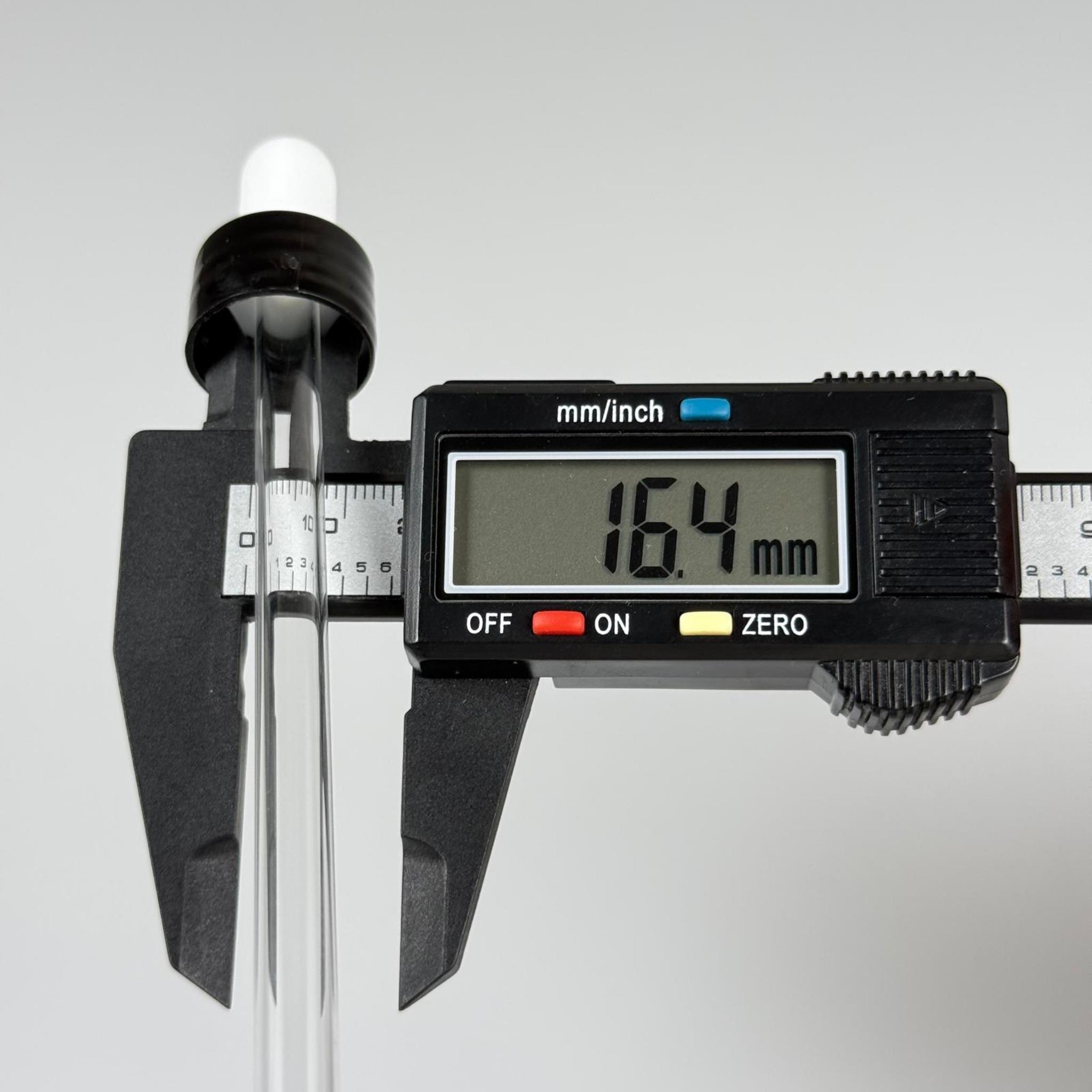 18 MM CAM DAMLALIKLI TAKIM - BEYAZ EMZİK + DELİKLİ PLASTİK DÜZ SİYAH KAPAK + 140 MM CAM PİPET