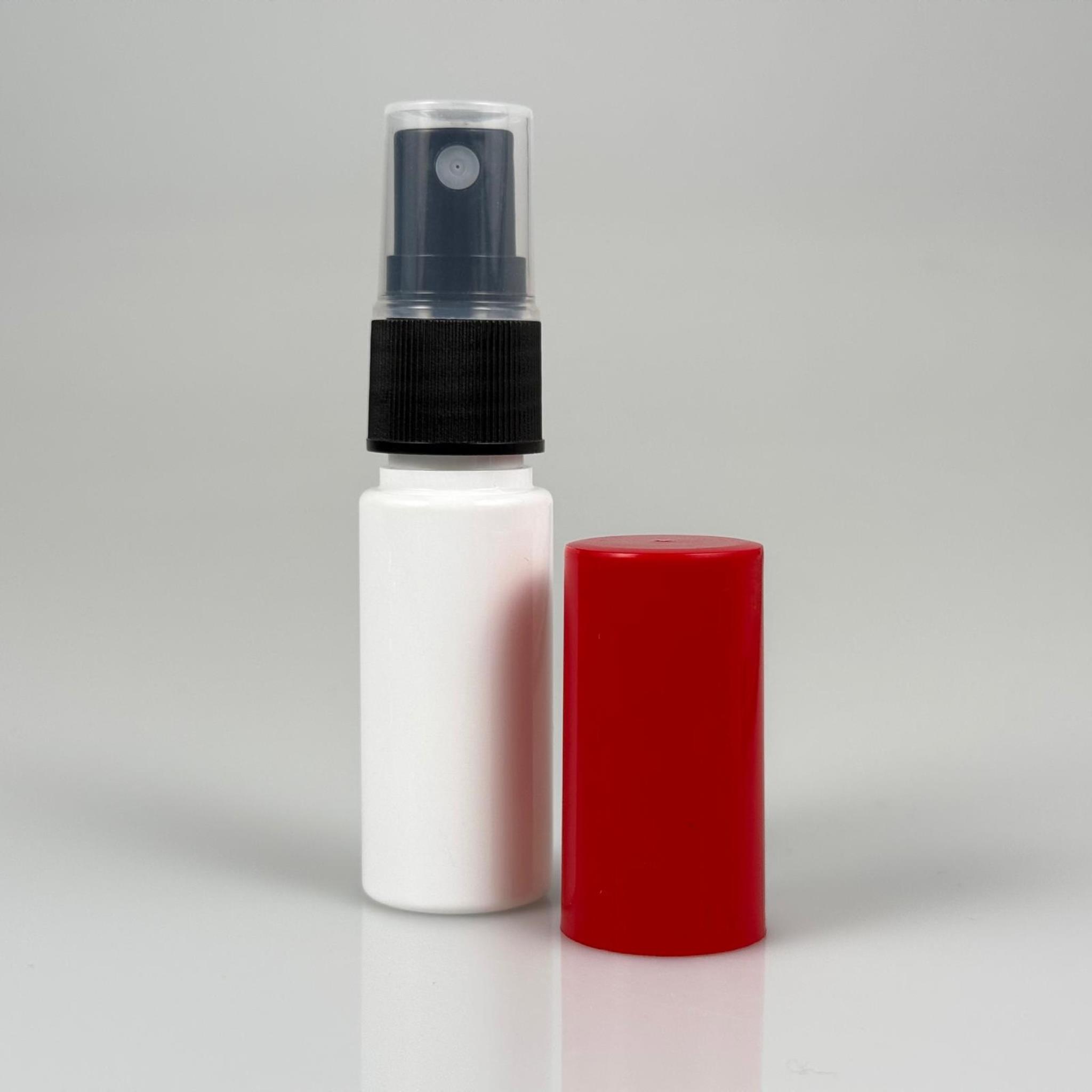 15 CC BEYAZ PARFÜM ŞİŞESİ PLASTİK - SİYAH SPREY + KIRMIZI KAPAK - 15 ML PARFÜM ŞİŞESİ PET