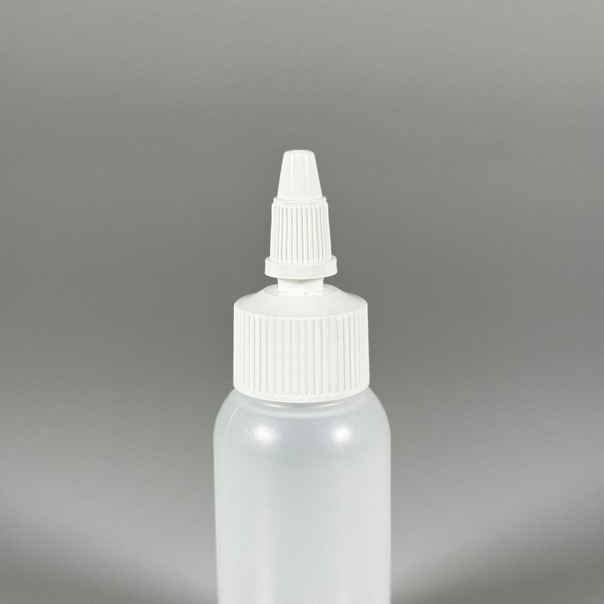 50 ML SIKILABİLİR YUMUŞAK POLİETİLEN PE PLASTİK ŞİŞE - BEYAZ TWİST AKITICI SOS KAPAKLI - 50 cc sos, yağ, kartuş, mürekkep vb için boş şişeler