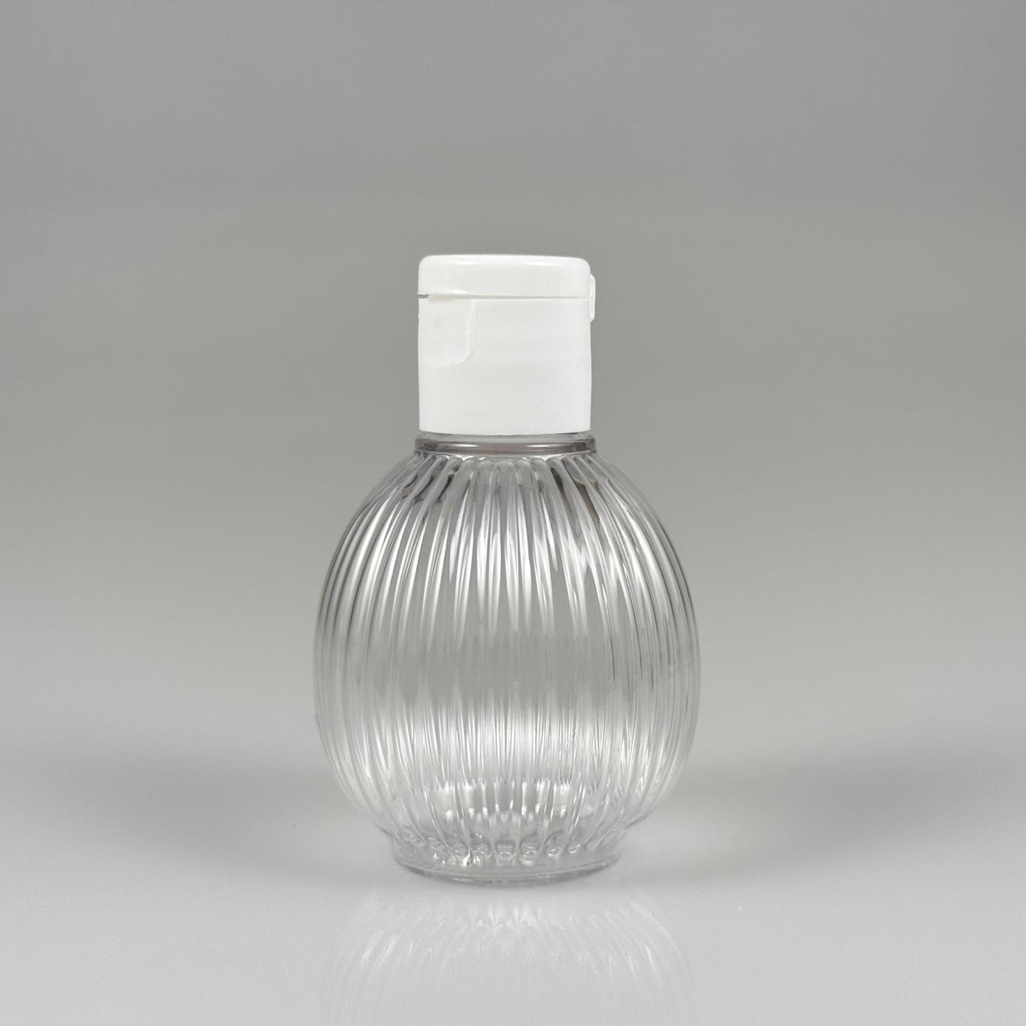 50 CC TOP ÇİZGİLİ DESENLİ 18 MM BEYAZ FLİPTOP KAPAKLI PET ŞİŞE - 50 ML TOP MODEL ÇİZGİLİ FLİPTOP KAPAKLI PLASTİK ŞİŞE
