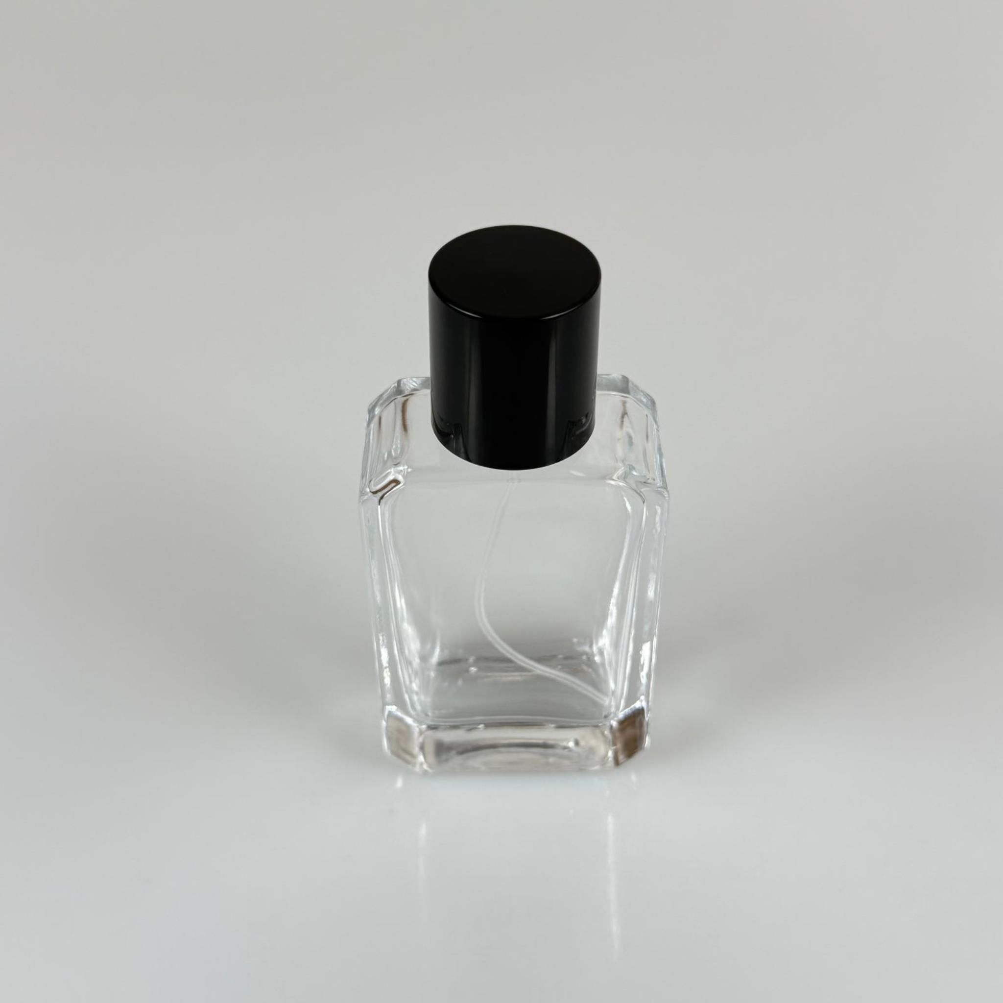 50 ML KÖŞELİ MODEL ANGEL PARFÜM ŞİŞESİ - SİYAH METAL SPREYLİ + SİYAH KAPAKLI (AĞIZ 15 MM GEÇME KOLAY KAPAMA)