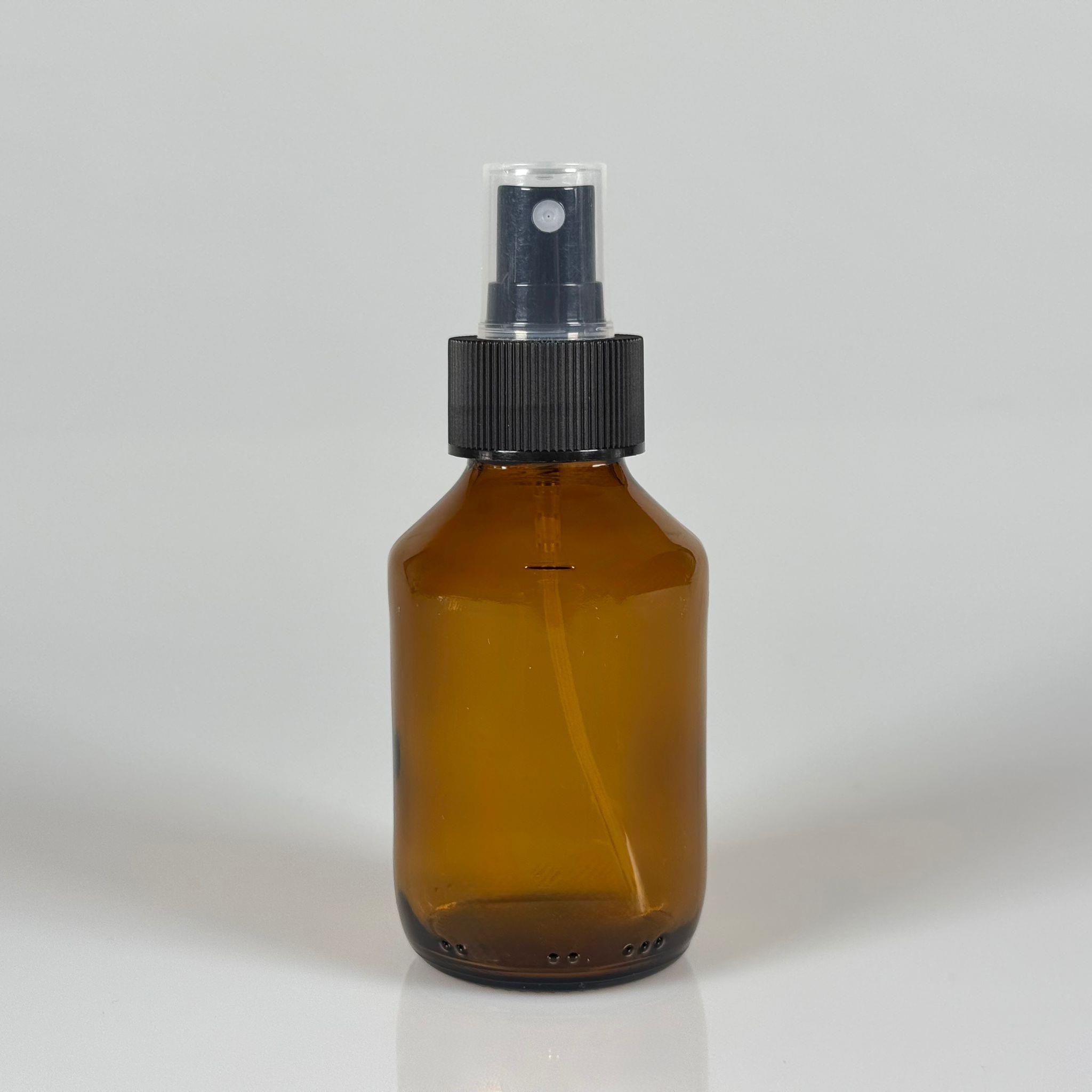 100 CC TOMBUL AMBER SİYAH SPREY BAŞLIKLI CAM ŞİŞE - 100 ML KAHVERENGİ FISFIS KAPAKLI ŞİŞE