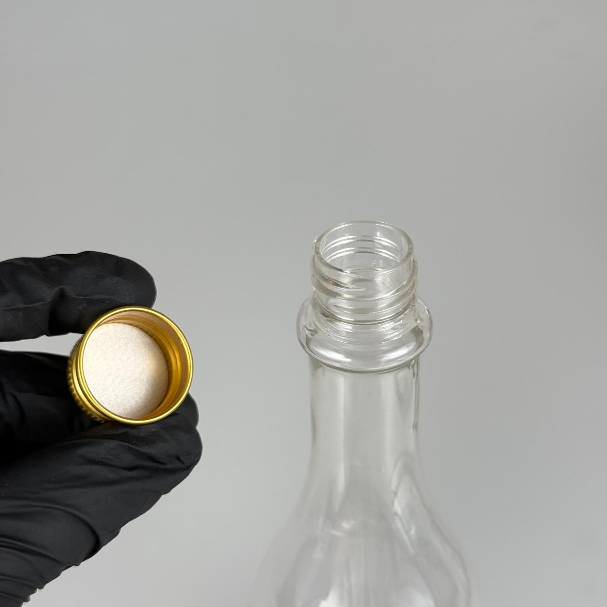 400 CC ŞEFFAF ELİT MODEL PET ŞİŞE (24 AĞIZ) + KÖPÜK CONTALI GOLD METAL ALÜMİNYUM KAPAK - 400 ML PALSTİK ŞİŞE