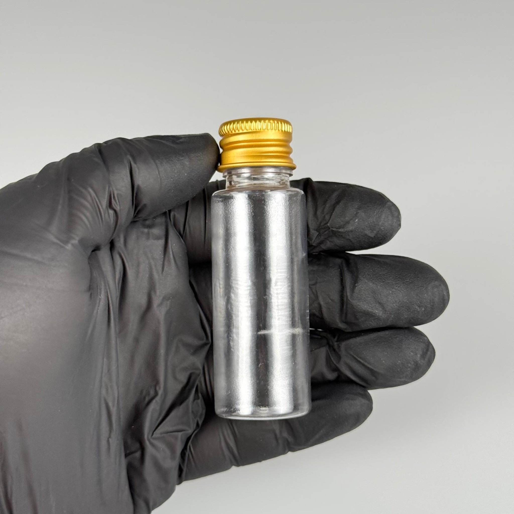 20 CC ŞEFFAF PET SHOT ŞİŞE - KÖPÜK CONTALI GOLD ALÜMİNYUM METAL KAPAKLI + DAMLALIKLI KOLONYA TIPALI TAKIM - 20 ML PLASTİK ŞİŞE