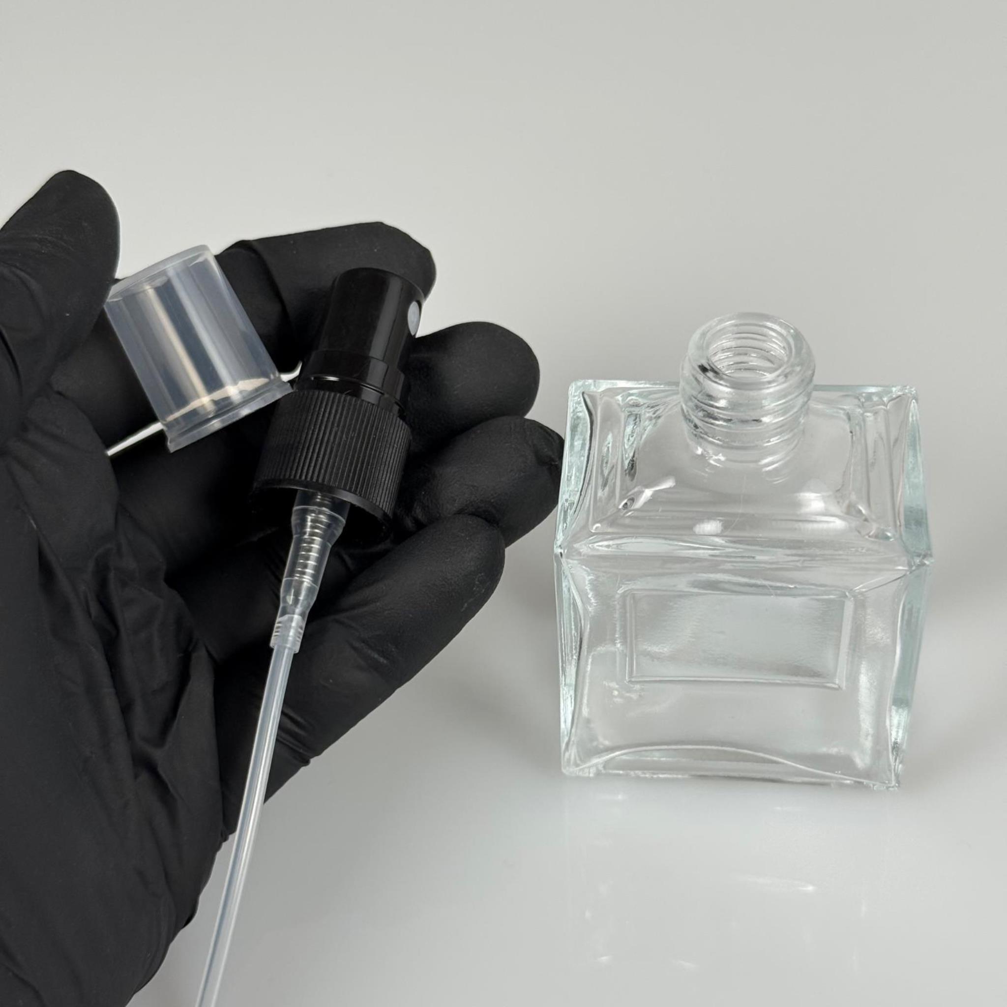 50 CC KÖŞELİ PRİZMA CAM ŞİŞE - SİYAH SPREYLİ TAKIM - 50 ML PRESTİJLİ ŞİŞE