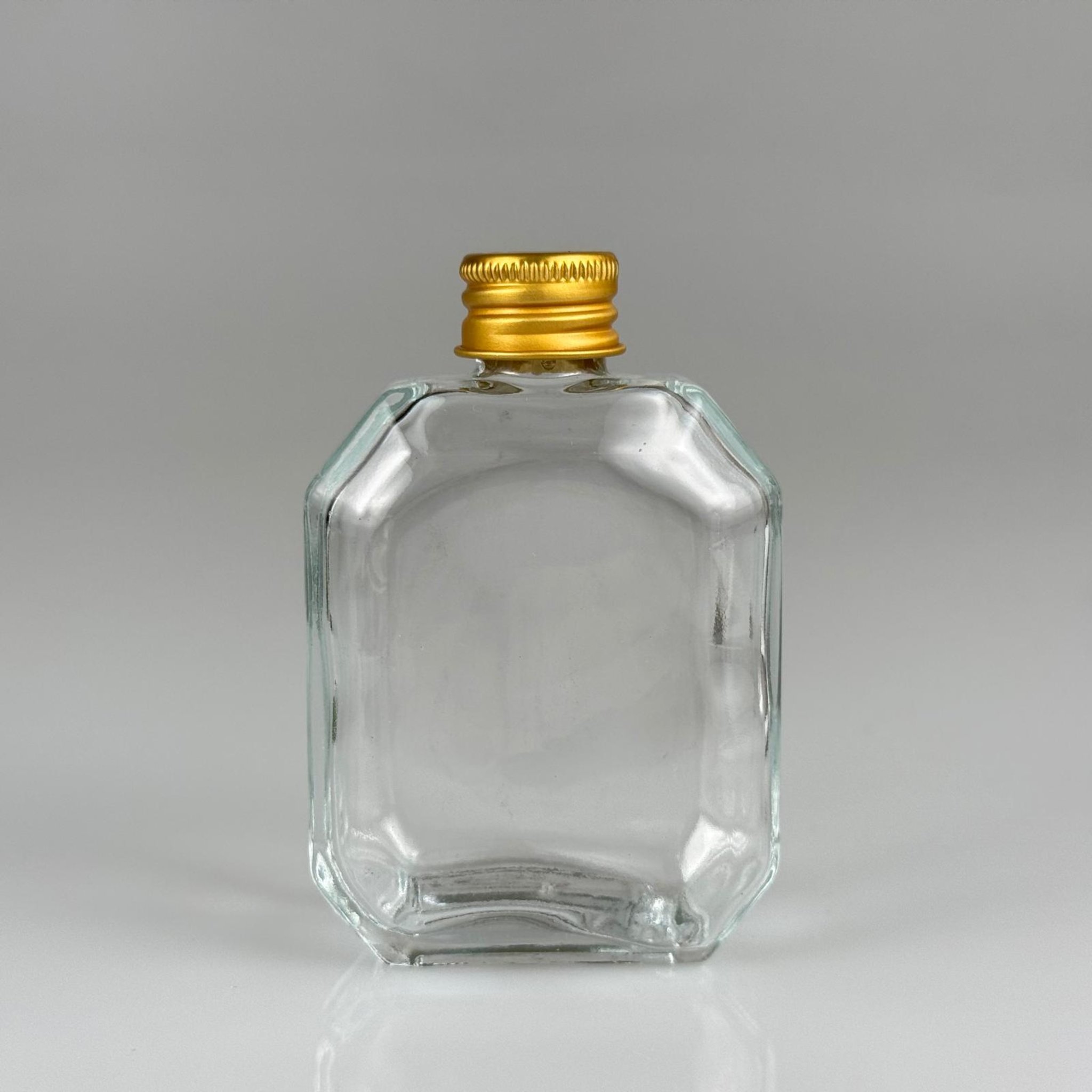 50 CC KAZABLANKA MODEL CAM ŞİŞE + GOLD ALÜMİNYUM METAL KAPAKLI TAKIM - 50 ML ŞEFFAF CAM ŞİŞE