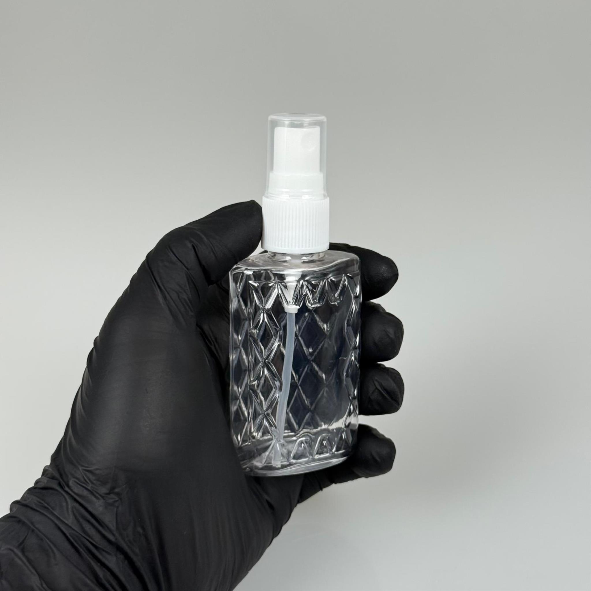 50 CC ŞEFFAF PET KÖŞELİ PARFÜM ŞİŞESİ  - BEYAZ SPREYLİ - 50 ML PLASTİK PARFÜM - KOLONYA ŞİŞESİ