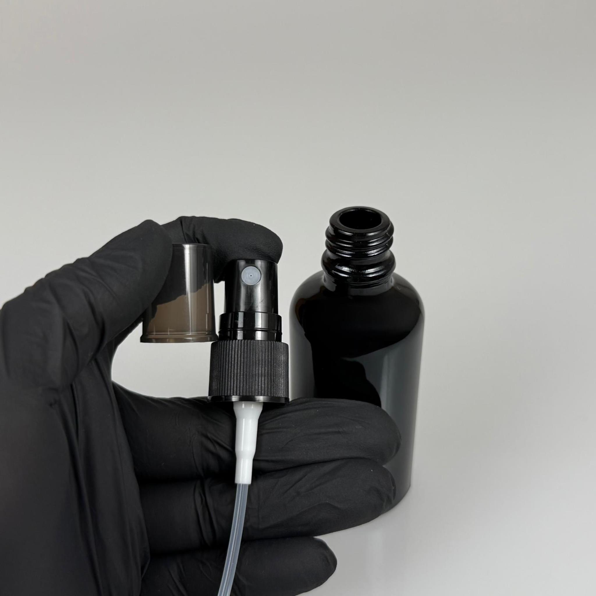 50 CC SİYAH CAM ŞİŞE SİYAH SPREYLİ TAKIM - 50 ML PARFÜM ŞİŞESİ