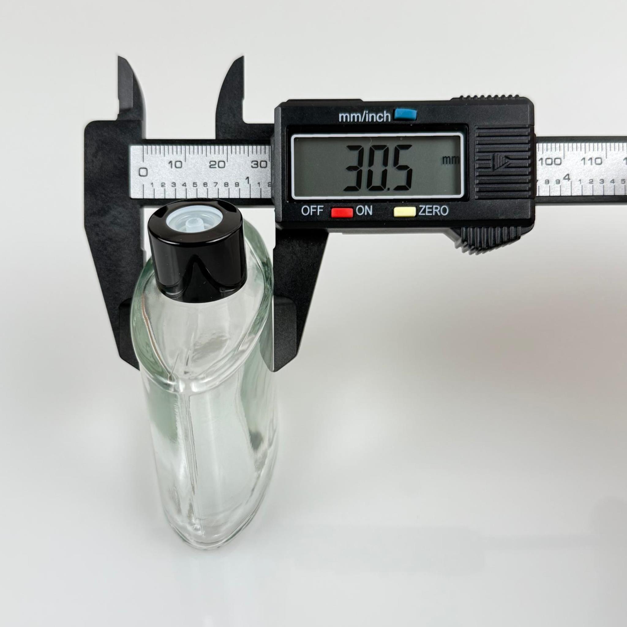 YASSI MODEL CAM KOLONYA ŞİŞESİ + METAL SİYAH KAPAK + TIPA - 50 ML - HEDİYELİK KOLONYA ŞİŞELERİ