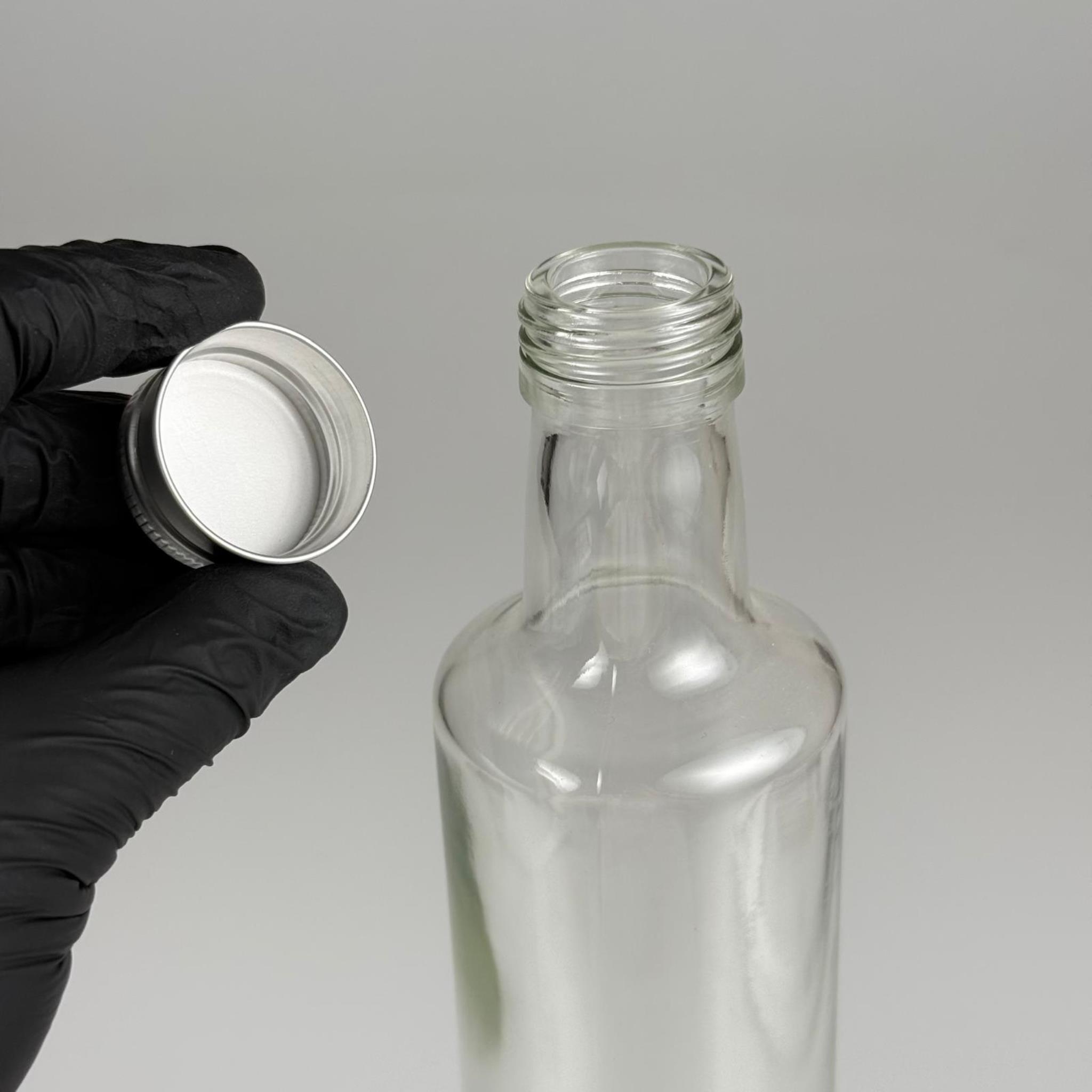 500 CC DORİKA CAM ŞİŞE - GÜMÜŞ METAL ALÜMİNYUM KAPAKLI - 500 ML DORİKA YAĞ ŞİŞESİ - SİRKE ŞİŞESİ