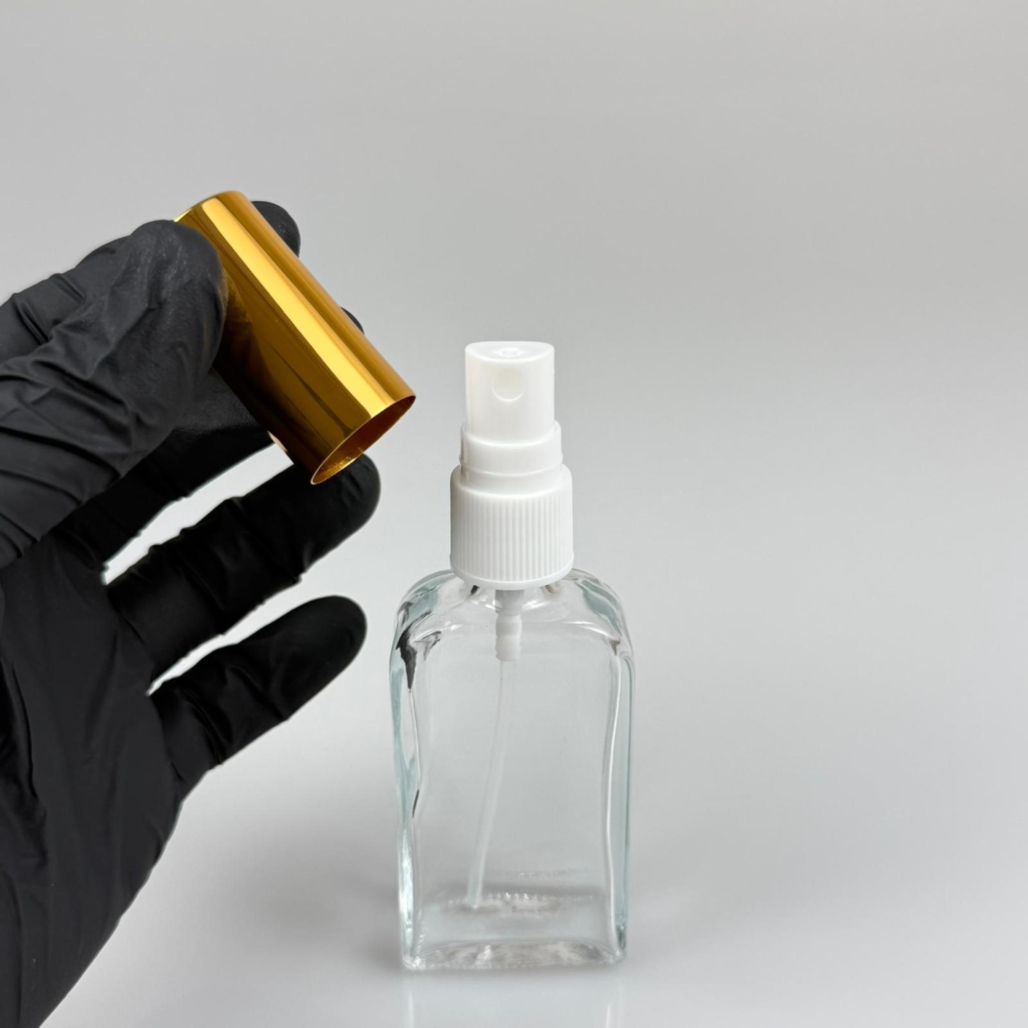 50 CC YASSI DİKDÖRTGEN CAM ŞİŞE - VİDALI GOLD SPREYLİ PARFÜM KOLONYA ŞİŞESİ TAKIM - 50 ML PRESTİJLİ ŞİŞE
