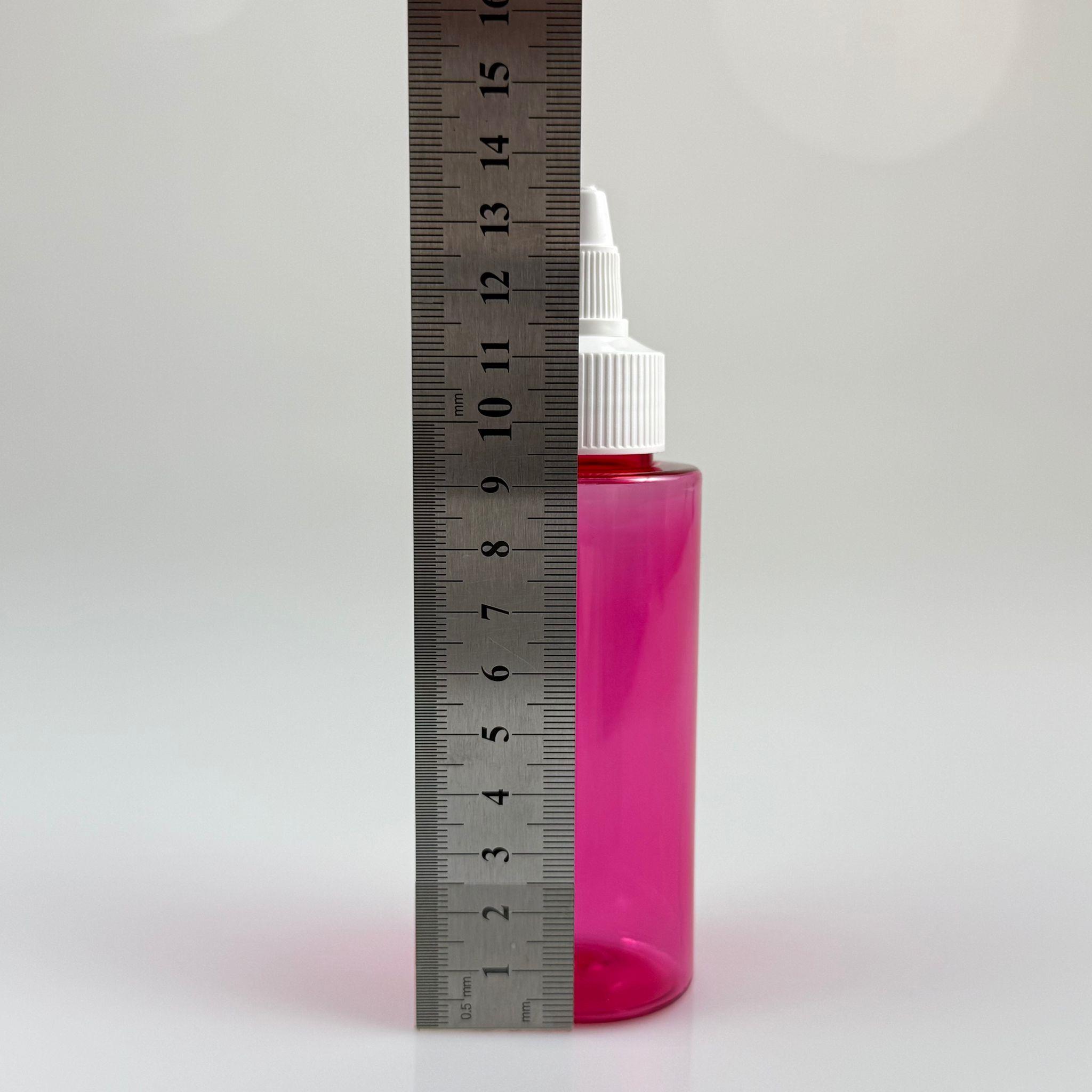 YAĞ, SOS, ACI SOS, SİRKE, SRIRACHA, MÜREKKEP, TUTKAL AKITICI VB BOŞ ŞİŞELERİ - BEYAZ SİVRİ TWİST AKITICI KAPAK + 100 ML KÜT PEMBE SERT PET PLASTİK ŞİŞE TAKIM