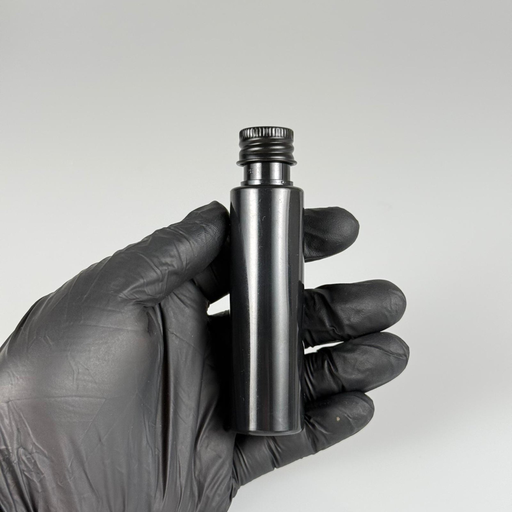 35 CC PET ŞİŞE - KÖPÜK CONTALI SİYAH ALÜMİNYUM METAL KAPAKLI + KÖR TIPALI TAKIM - 35 ML SİYAH PET ŞİŞE