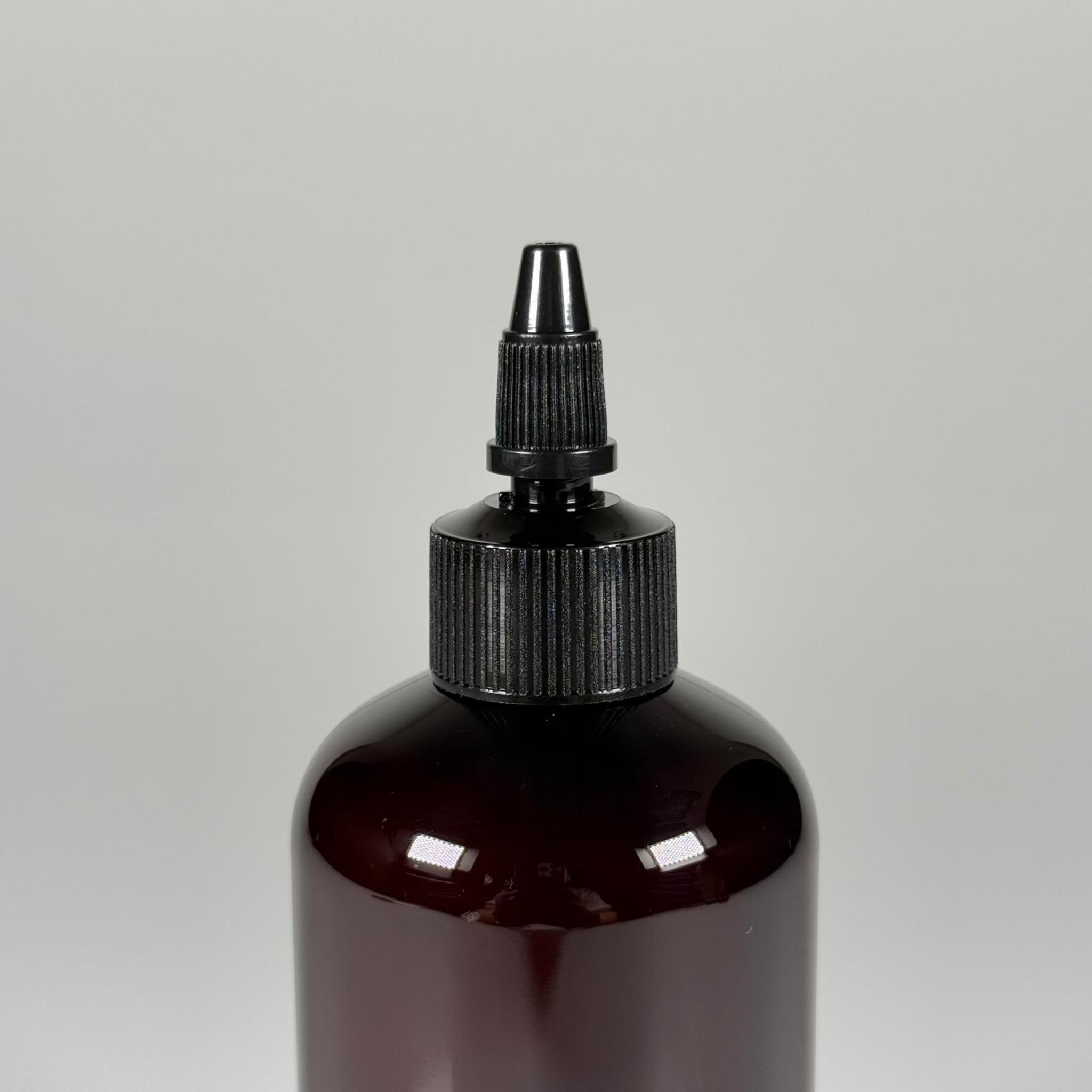 YAĞ, SOS, ACI SOS, SİRKE, SRIRACHA, MÜREKKEP, TUTKAL AKITICI VB BOŞ ŞİŞELERİ - SİYAH SİVRİ TWİST AKITICI KAPAK + 250 ML AMBER ZEYNEP PET PLASTİK ŞİŞE TAKIM