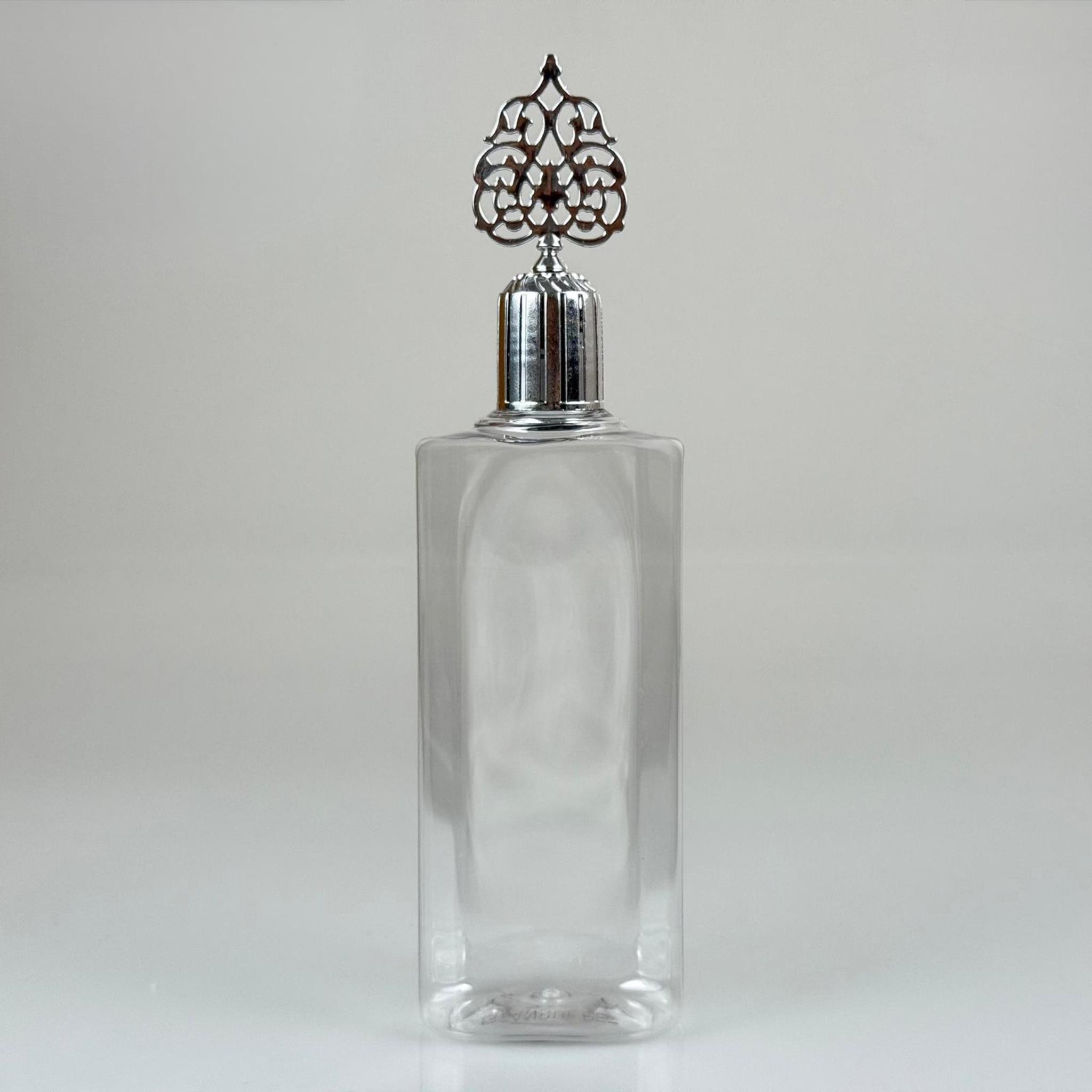 400 CC YASSI MODEL PET ŞİŞE - GÜMÜŞ OSMANLI KAPAKLI TIPALI - 400 ML PLASTİK KOLONYA ŞİŞESİ