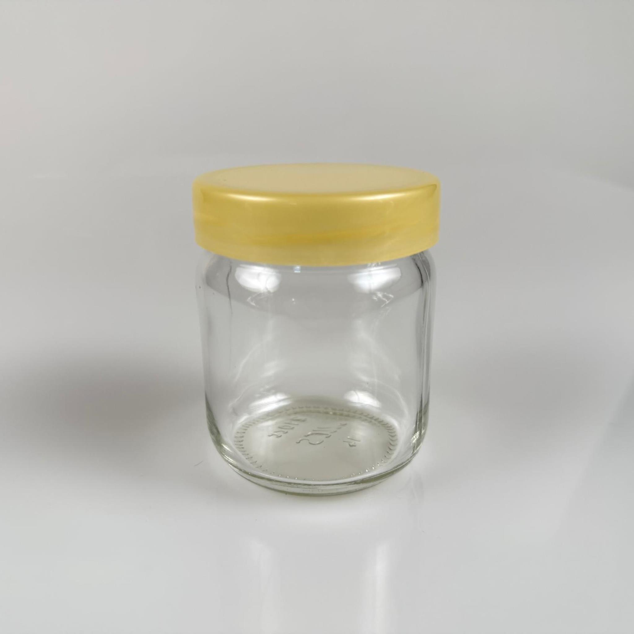 210 CC CAM KAVANOZ + GOLD PLASTİK KAPAK - 210 ML PLASTİK KAPAKLI CAM KAVANOZ