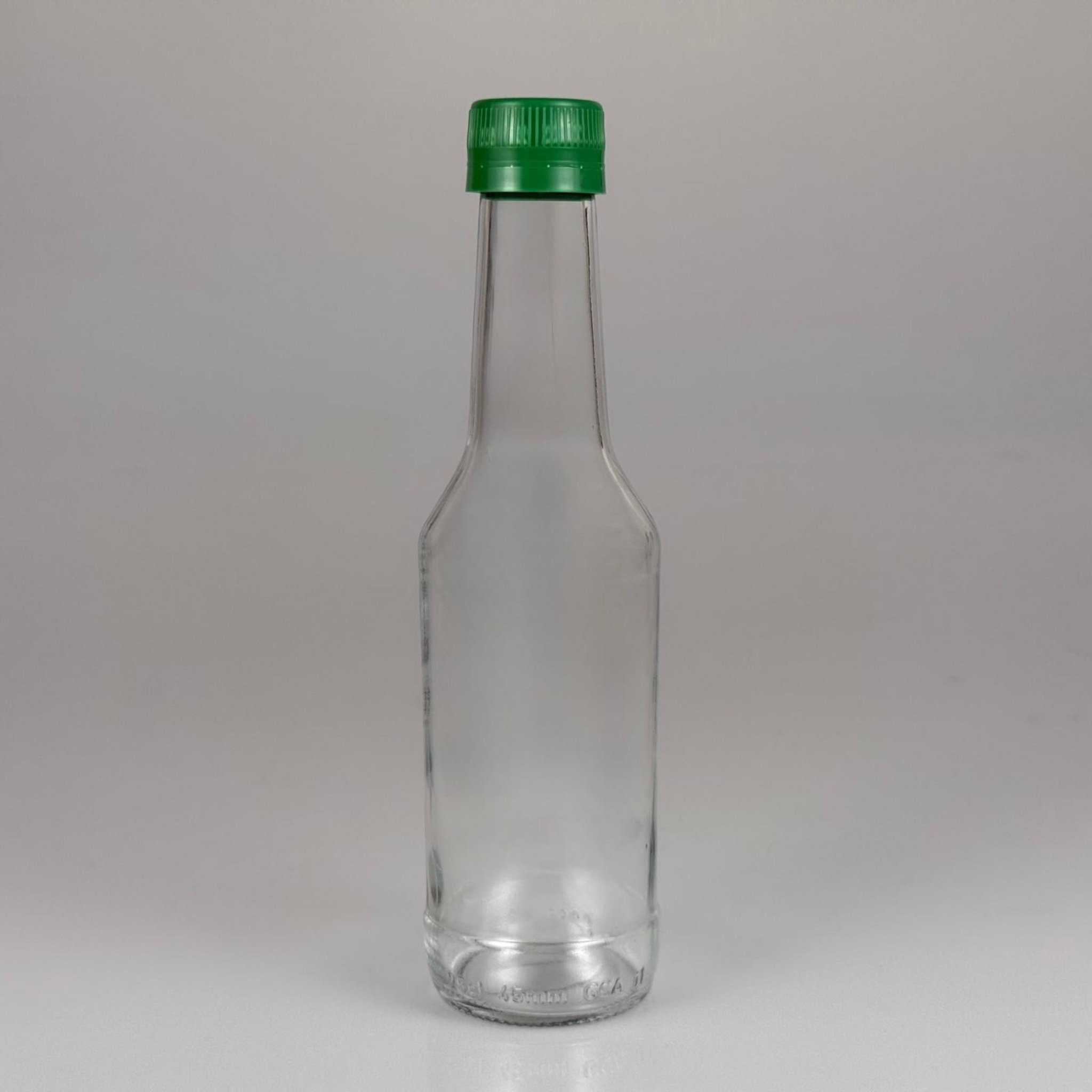 250 CC BOĞAZLI CAM ŞİŞE - YEŞİL KİLİTLİ PLASTİK KAPAKLI - 250 ML BOŞ CAM ŞİŞE
